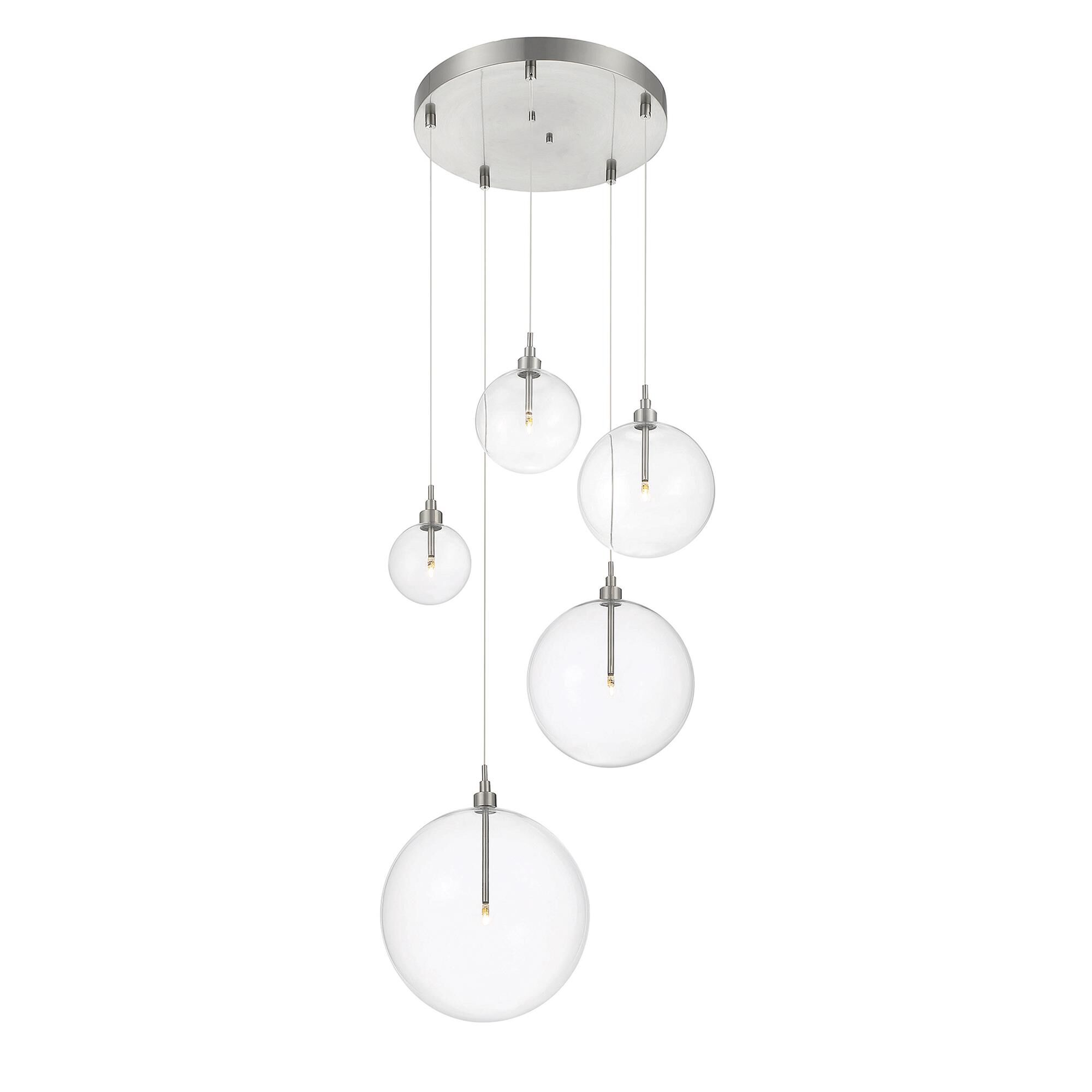 Shown in Brushed Nickel finish and Clear glass
