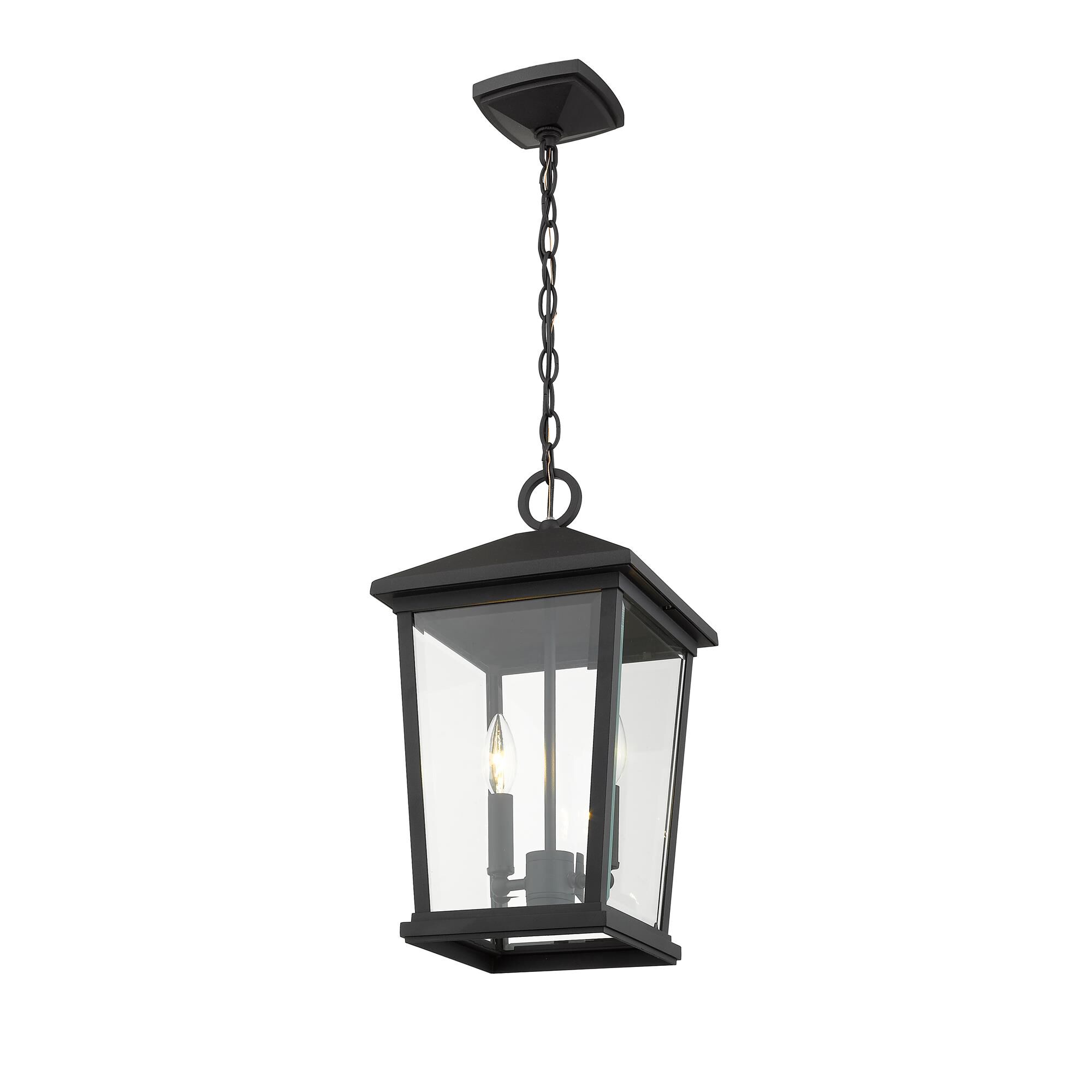 Shown in Black finish and Glass shade