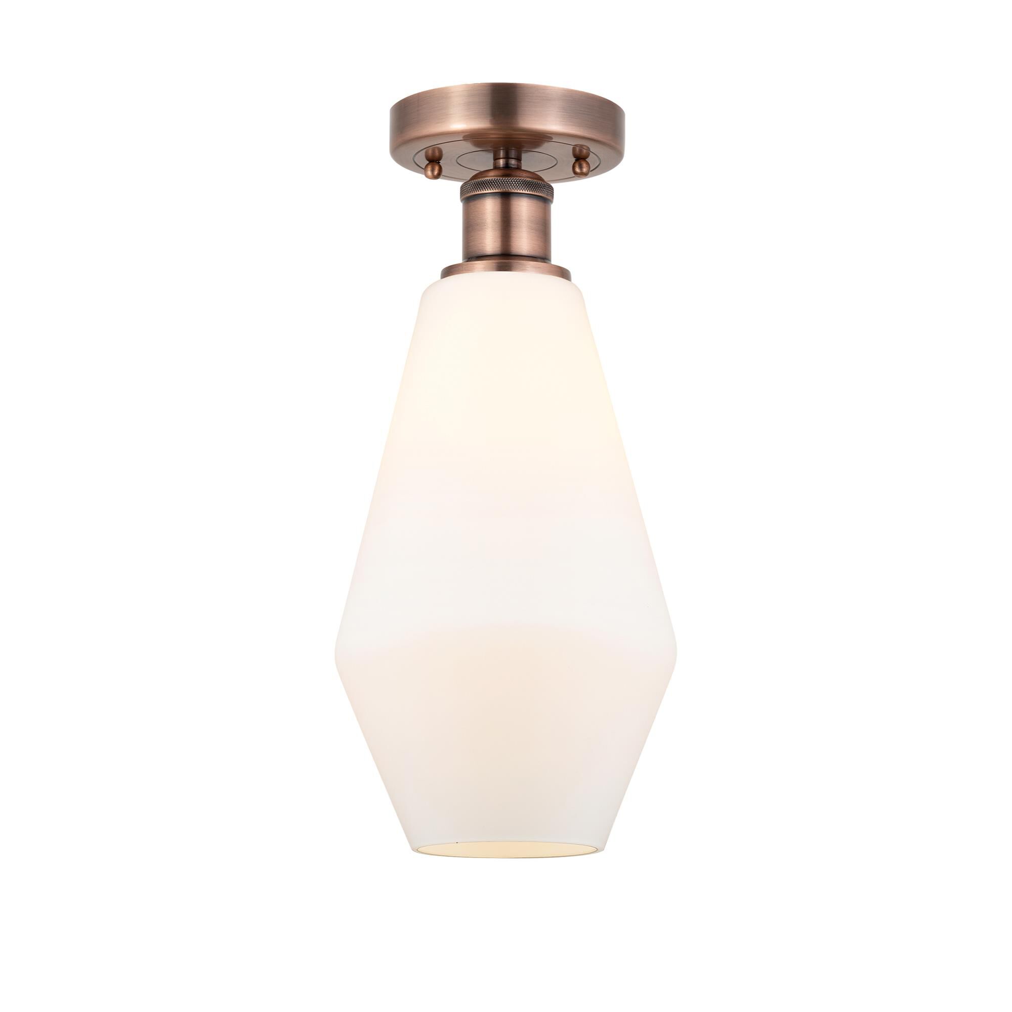 Shown in Antique Copper finish and Cased Matte White glass