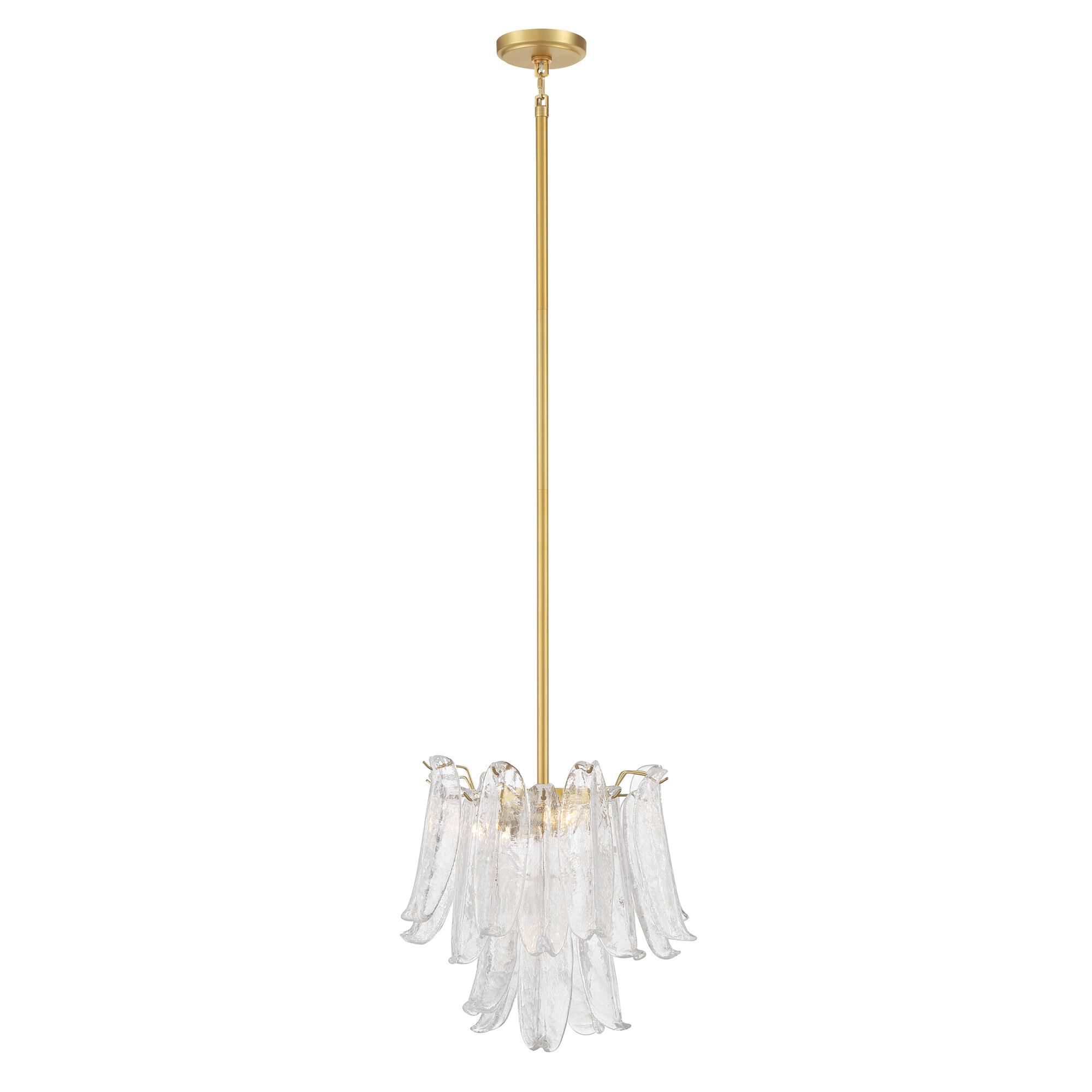 Shown in Legacy Brass finish and Clear Crackled glass