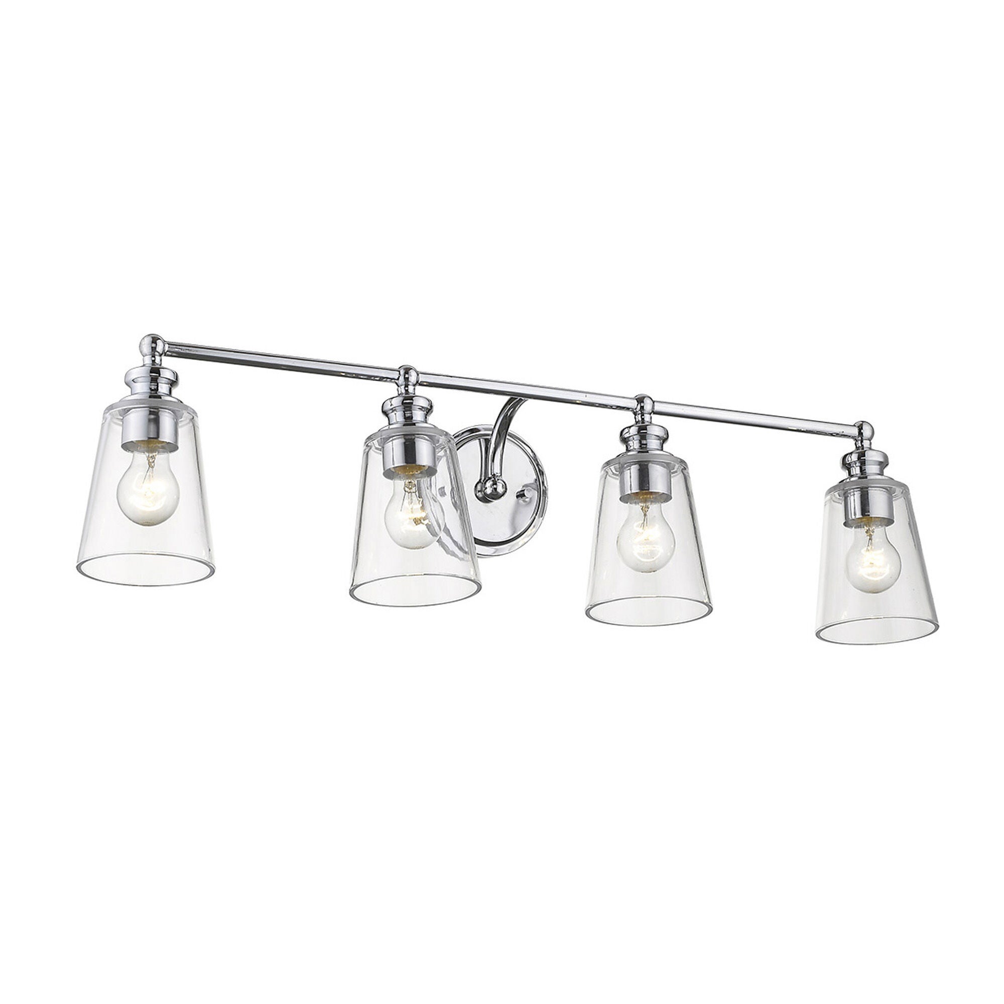 Shown in Chrome finish and Clear glass and Clear, Cone Shaped Glass shade
