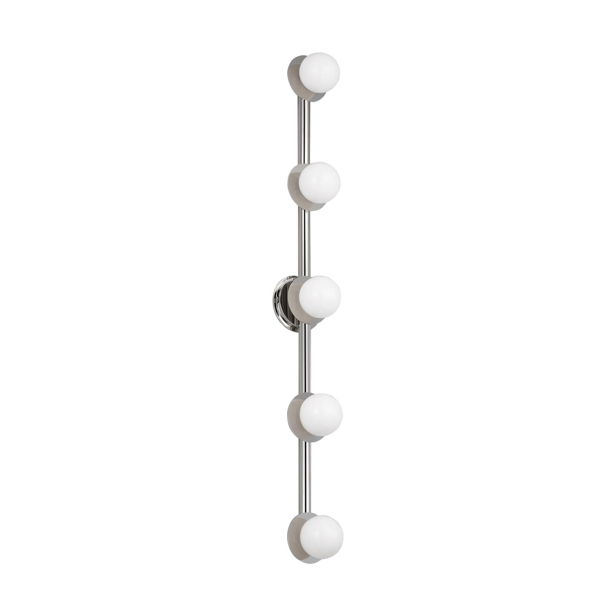 Shown in Polished Nickel finish and Milk glass