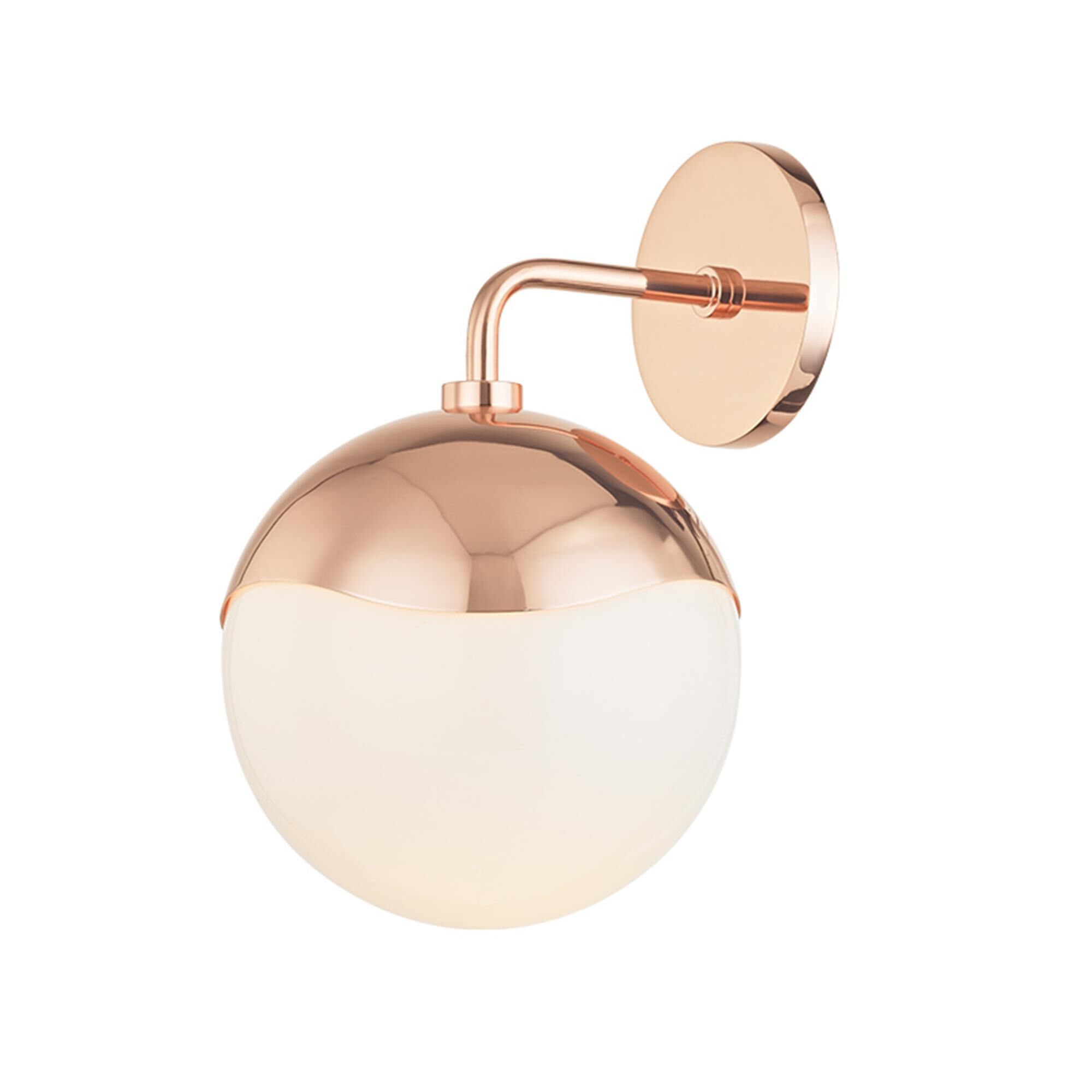 Shown in Polished Copper finish and Opal Glossy glass 