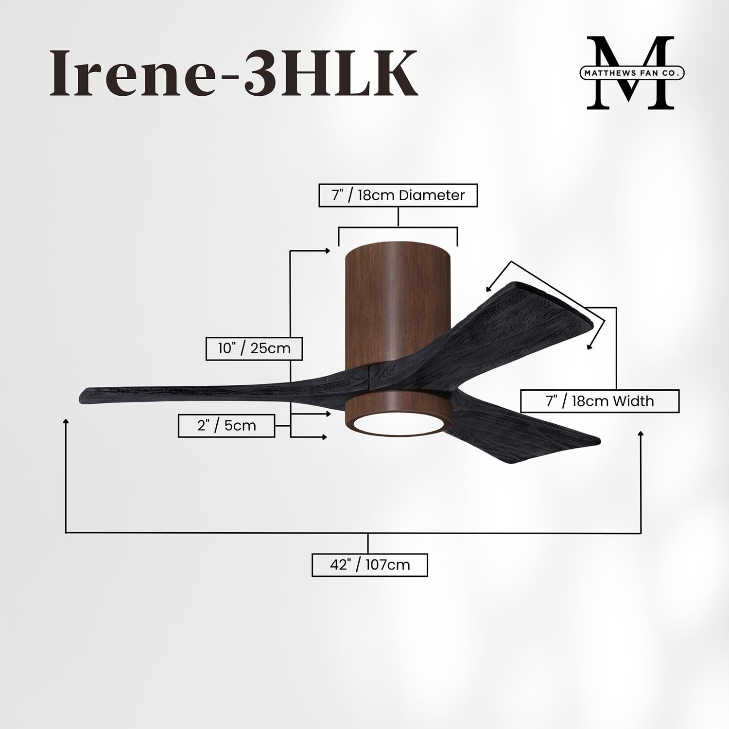 Irene 42 Inch Flush Mount Fan with Light Kit by Matthews Fan Company