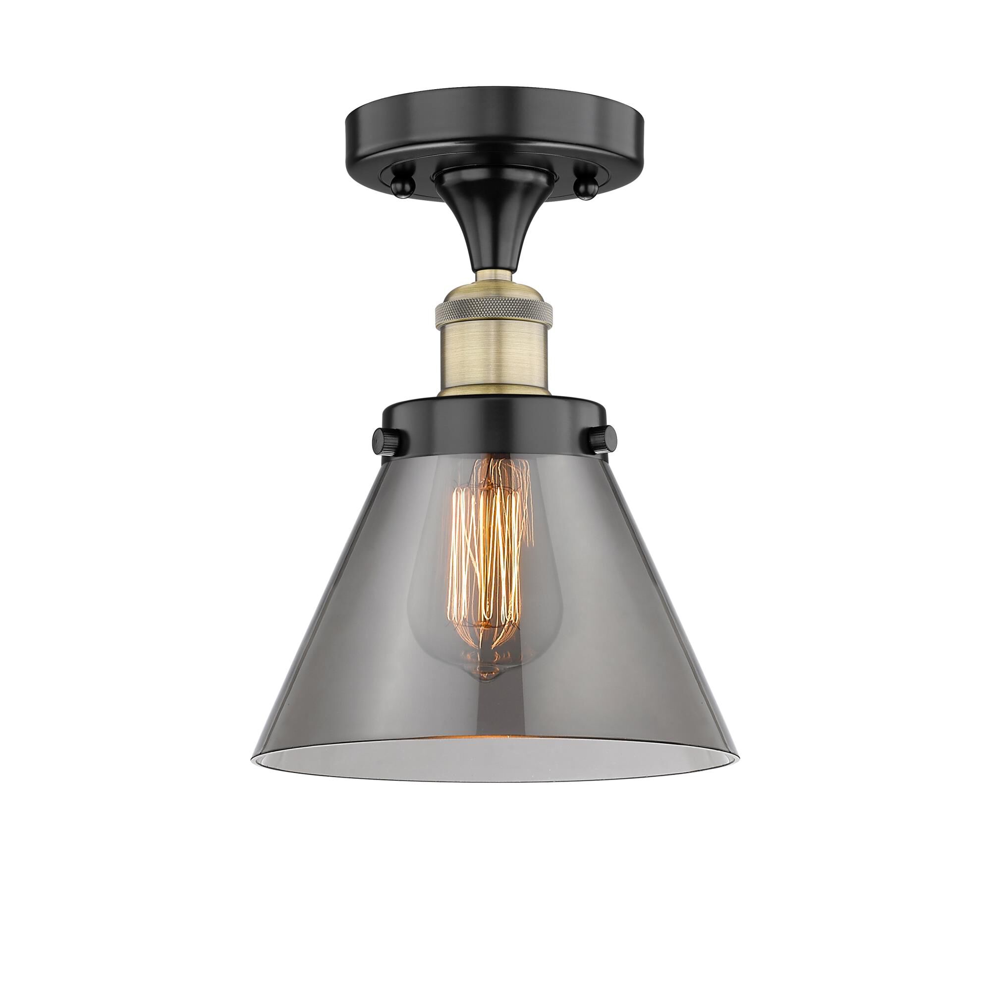 Shown in Black Antique Brass finish and Plated Smoke glass