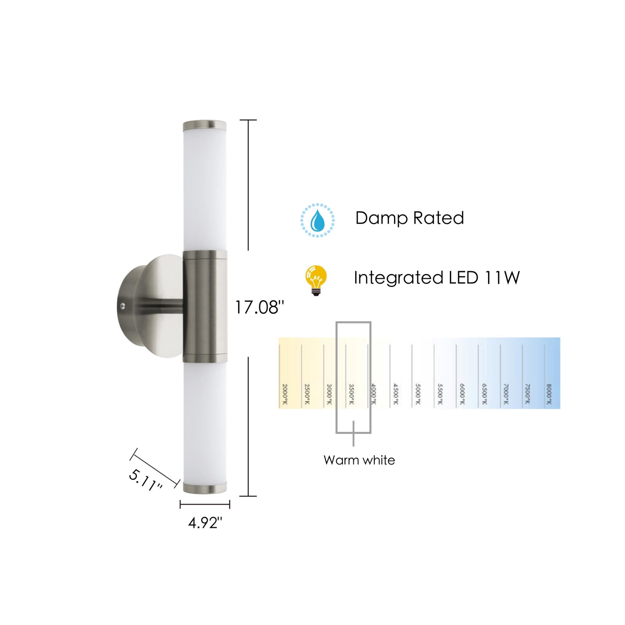 Eglo Palmera 1 17 Inch 2 Light LED Bath Vanity Light by Eglo Lighting