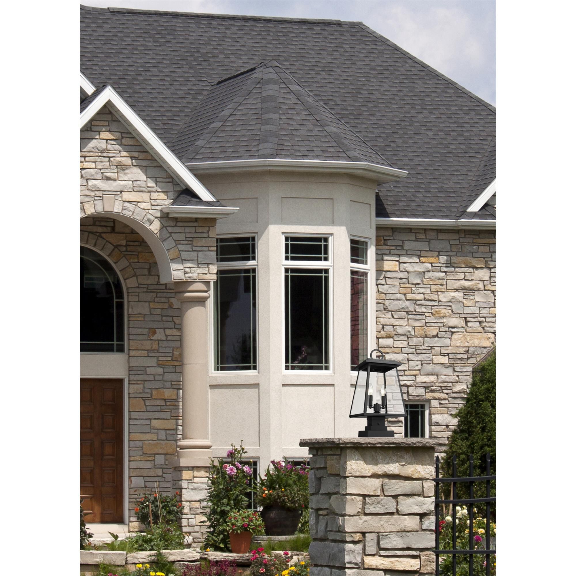 Shown in Black finish and Clear Beveled glass