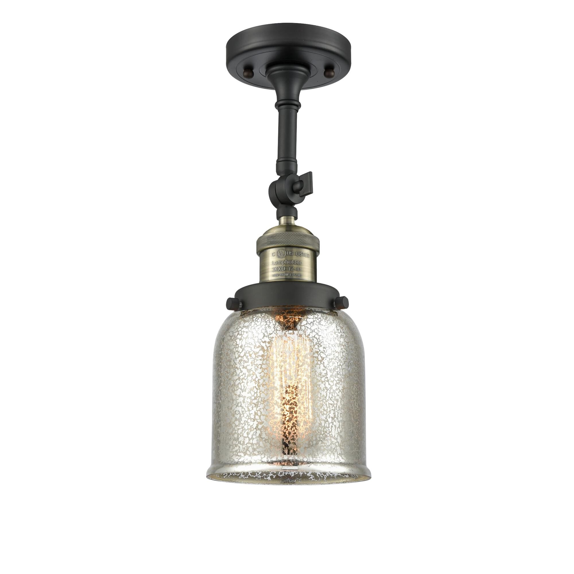 Shown in Black Antique Brass finish and Silver Mercury glass and None accent