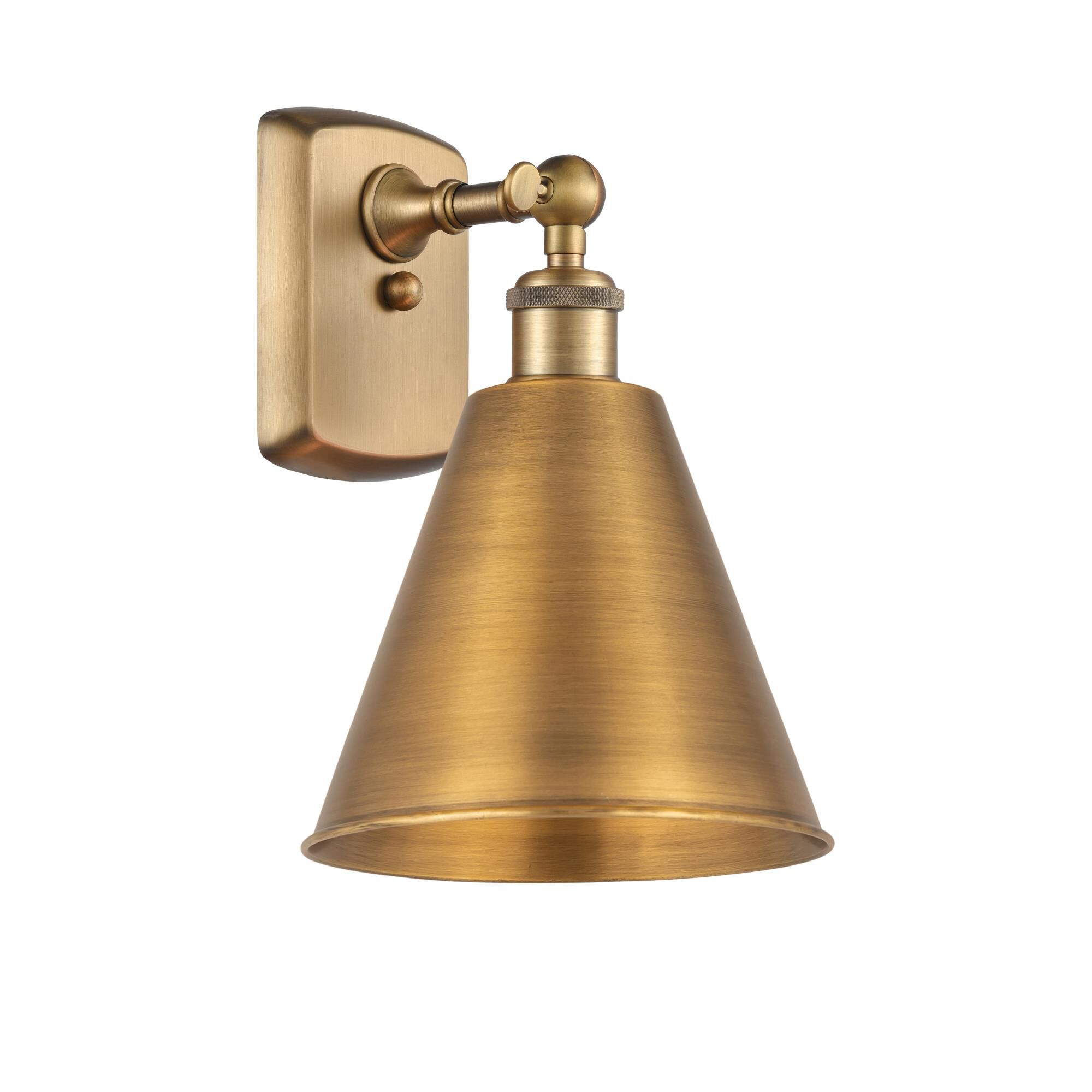 Shown in Brushed Brass finish and Brushed Brass Ballston Cone shade