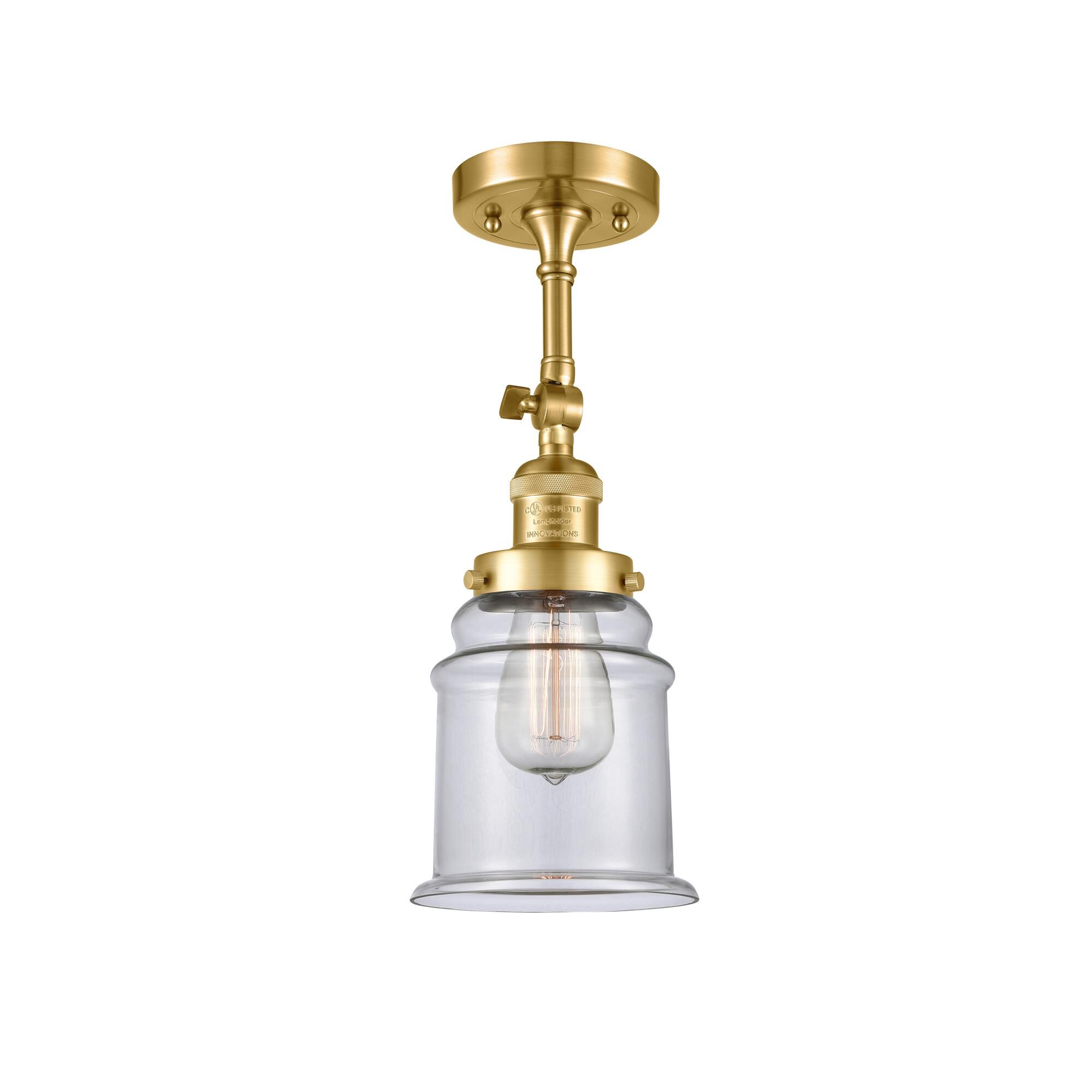 Shown in Satin Gold finish and Clear glass and None accent