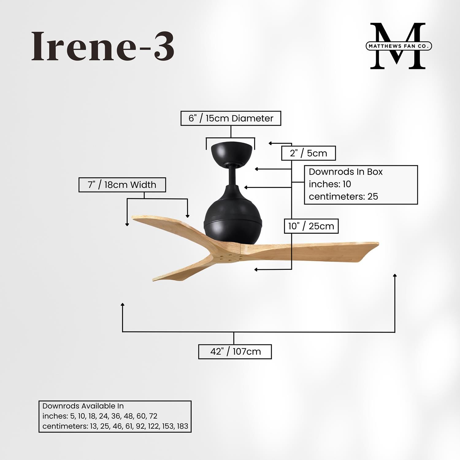 Irene 42 Inch 3 Blade Ceiling Fan by Matthews Fan Company