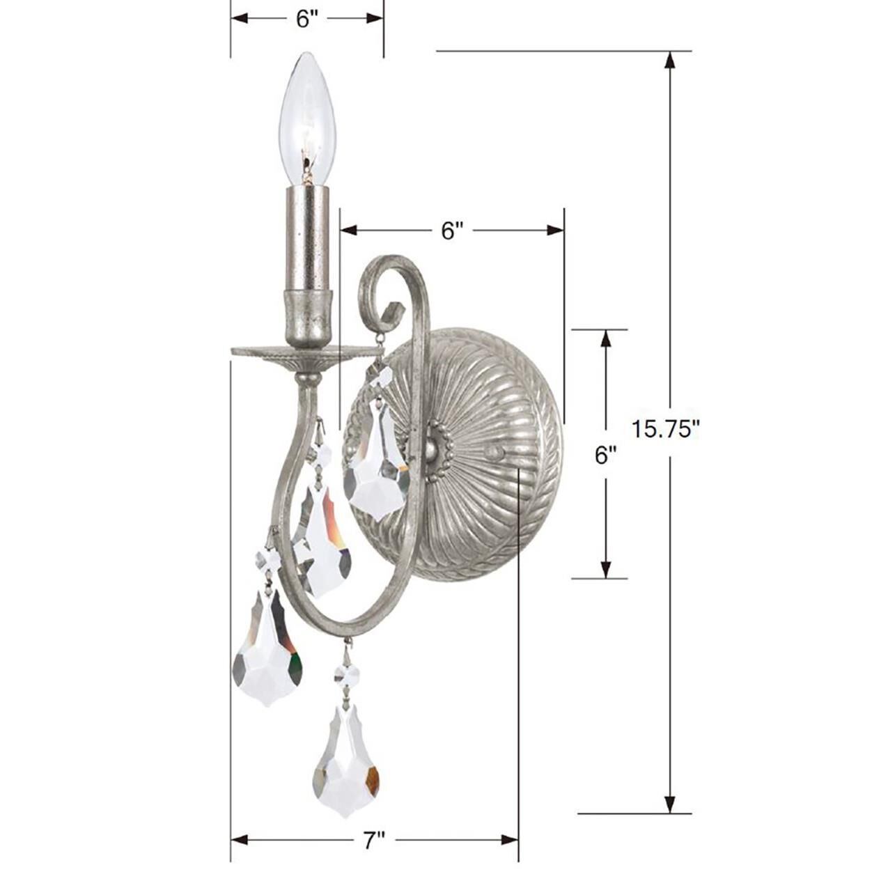 Shown in Olde Silver finish and Hand Cut Crystal crystal