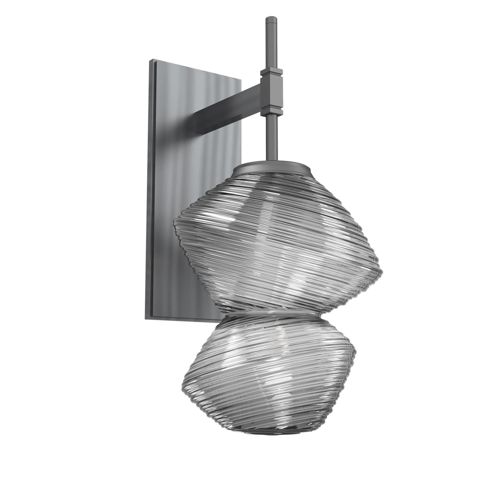 Shown in Gunmetal finish and Smoke Blown glass