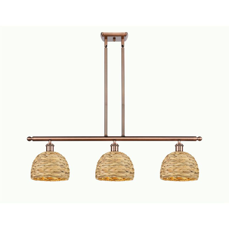 Bruno Marashlian Woven Rattan 36 Inch Linear Suspension Light by Innovations Lighting