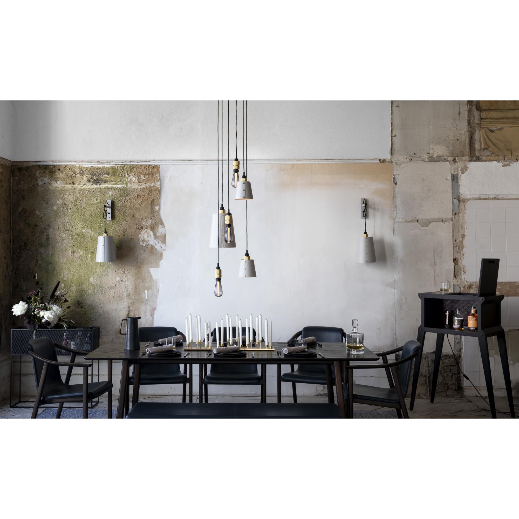 Shown in Steel finish and Graphite shade