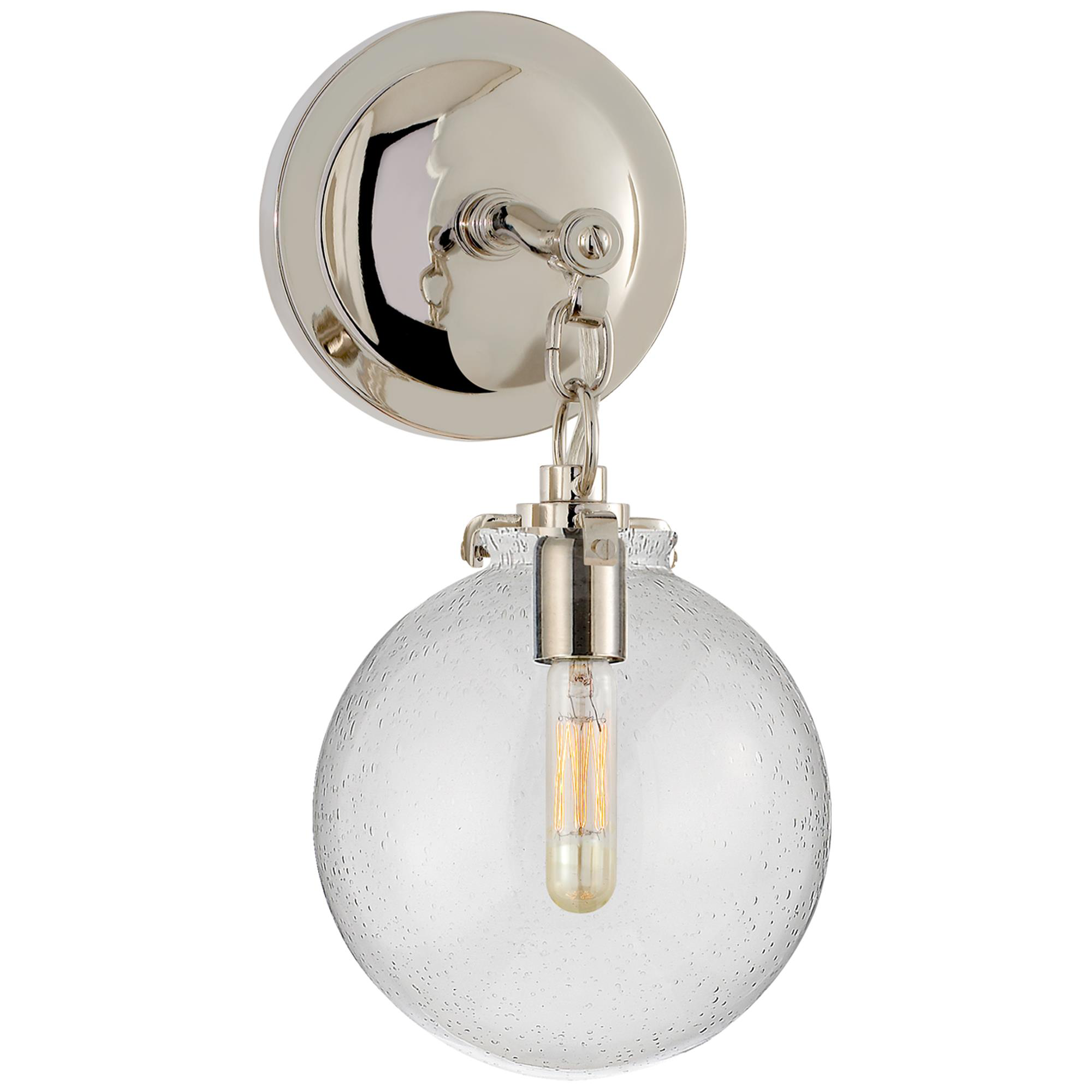 Shown in Polished Nickel finish and Seeded glass