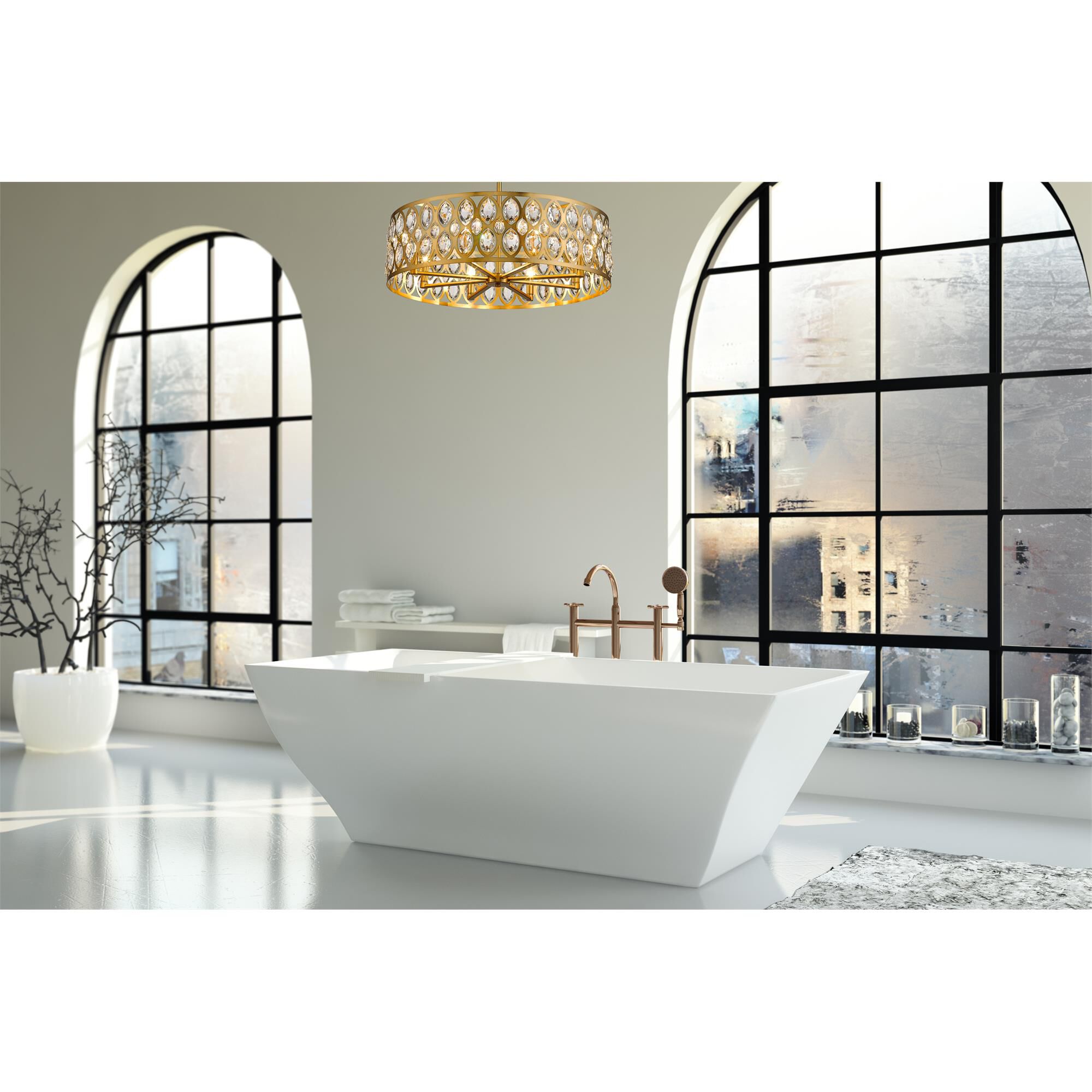 Shown in Heirloom Brass finish and Steel + K9 Crystal glass and Steel + K9 Crystal shade