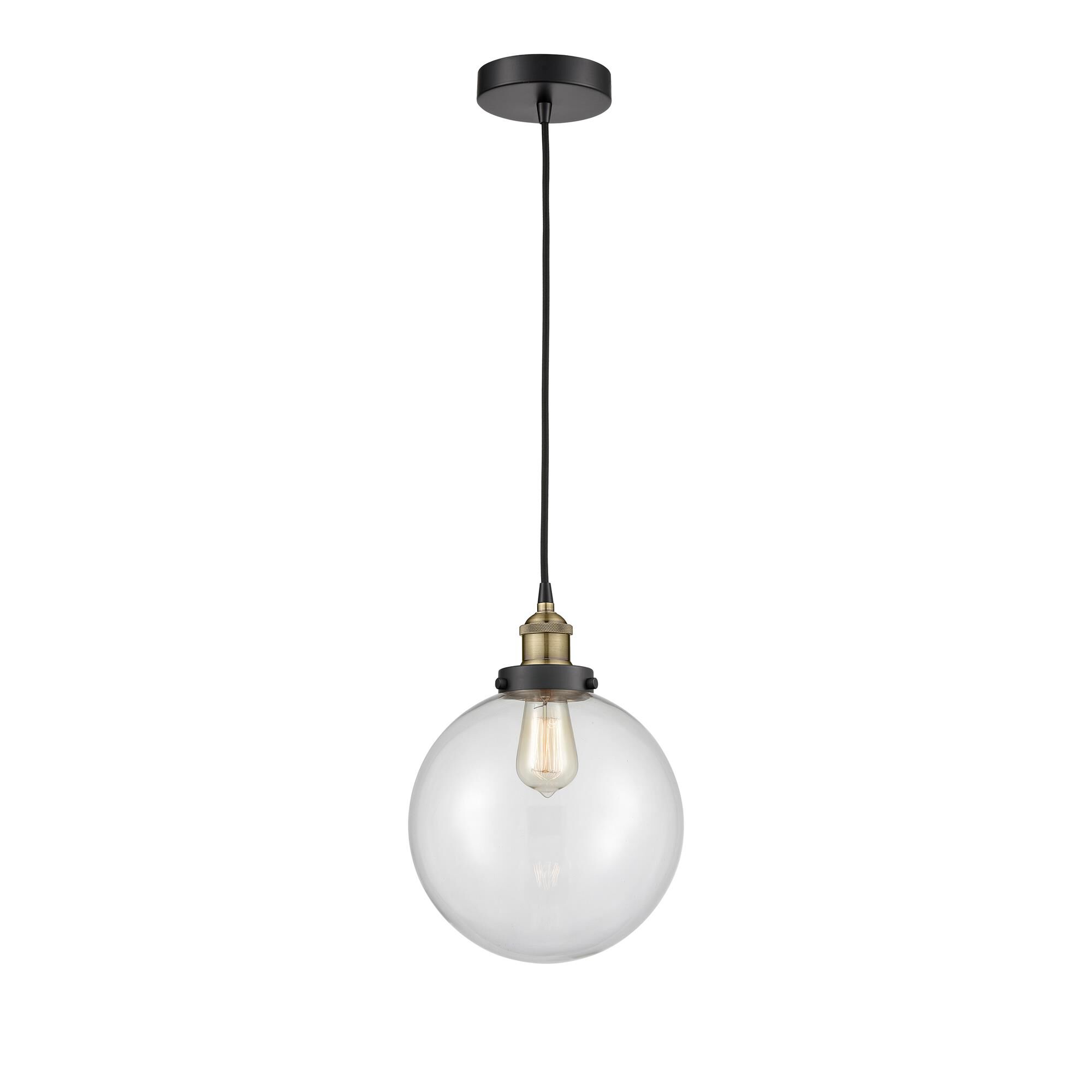 Shown in Black Antique Brass finish and Clear glass