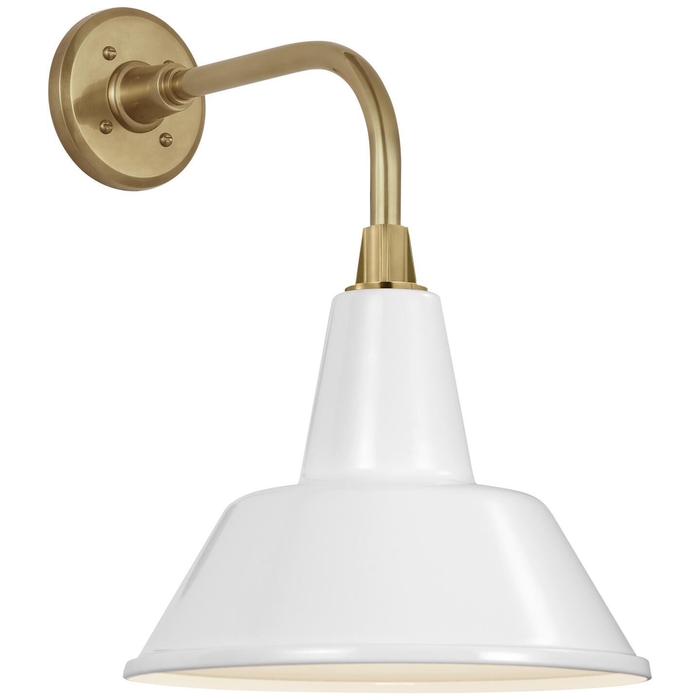 Shown in Hand-Rubbed Antique Brass finish and White Bowers shade