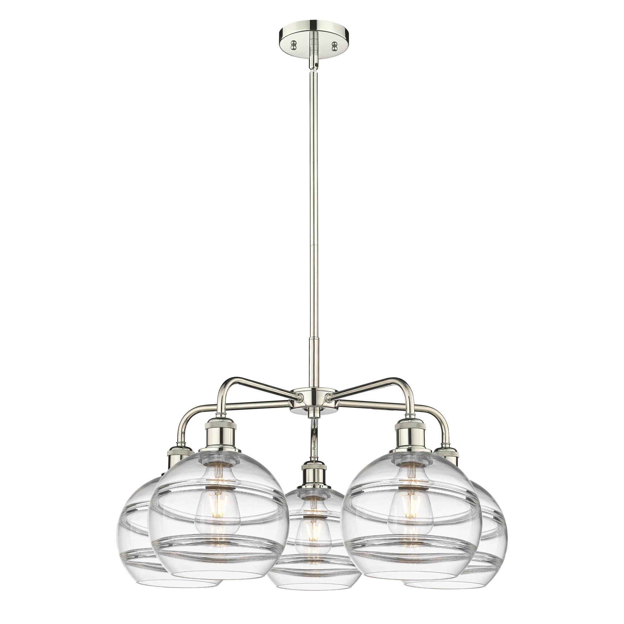 Shown in Polished Nickel finish and Clear glass