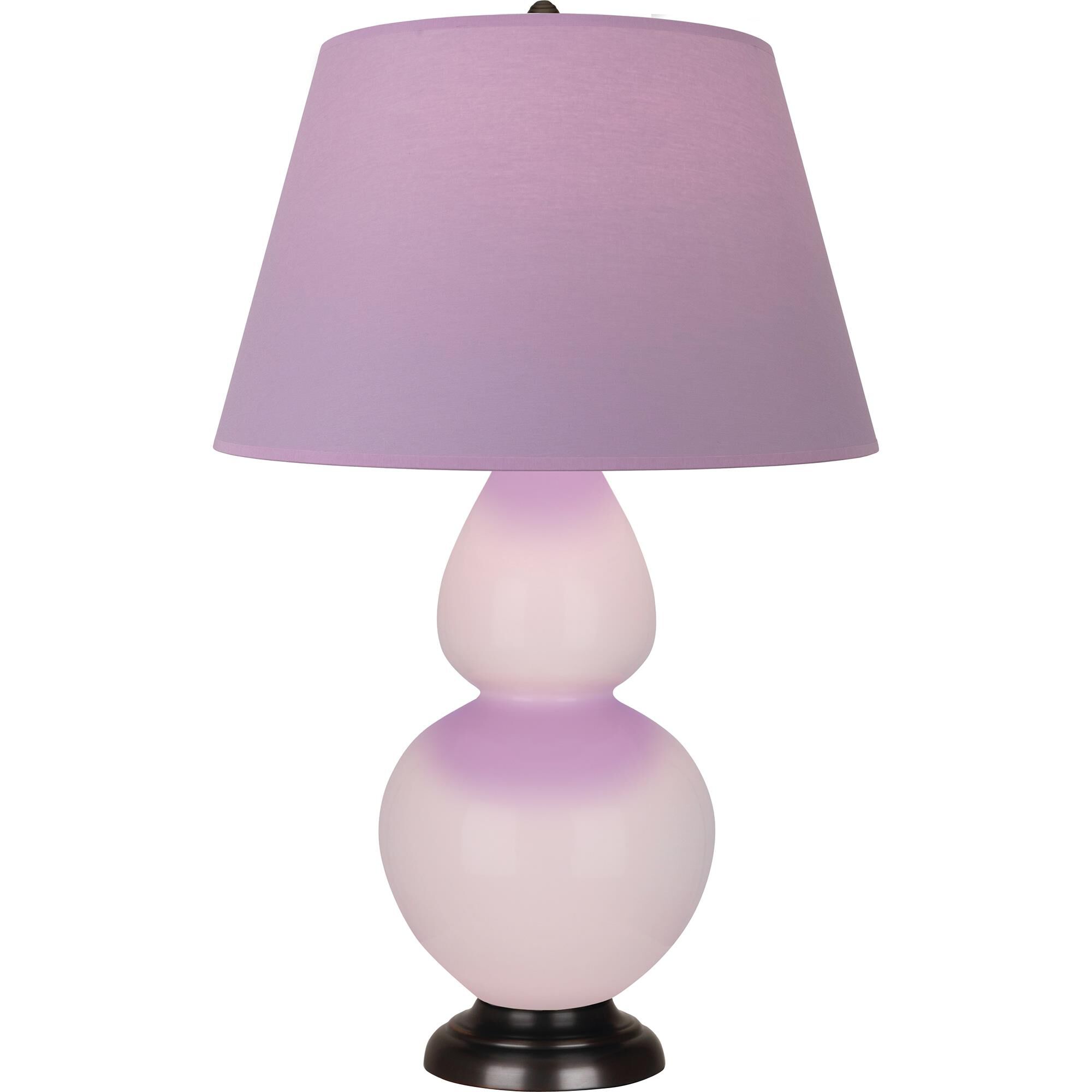 Shown in Rose Water Glazed finish and Lavender with Plum Lining shade and Deep Patina Bronze accent