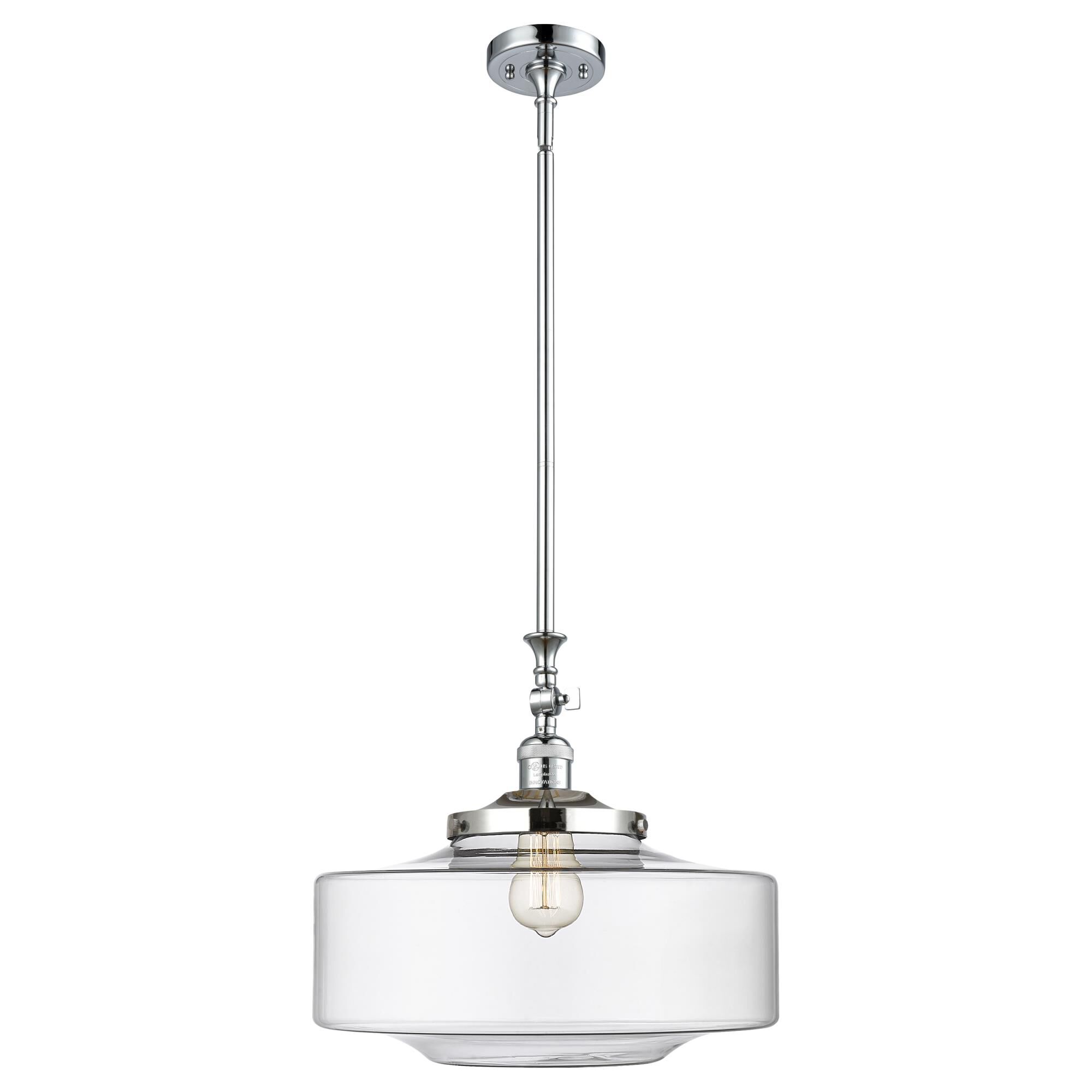 Shown in Polished Chrome finish and Clear Large Bridgeton glass