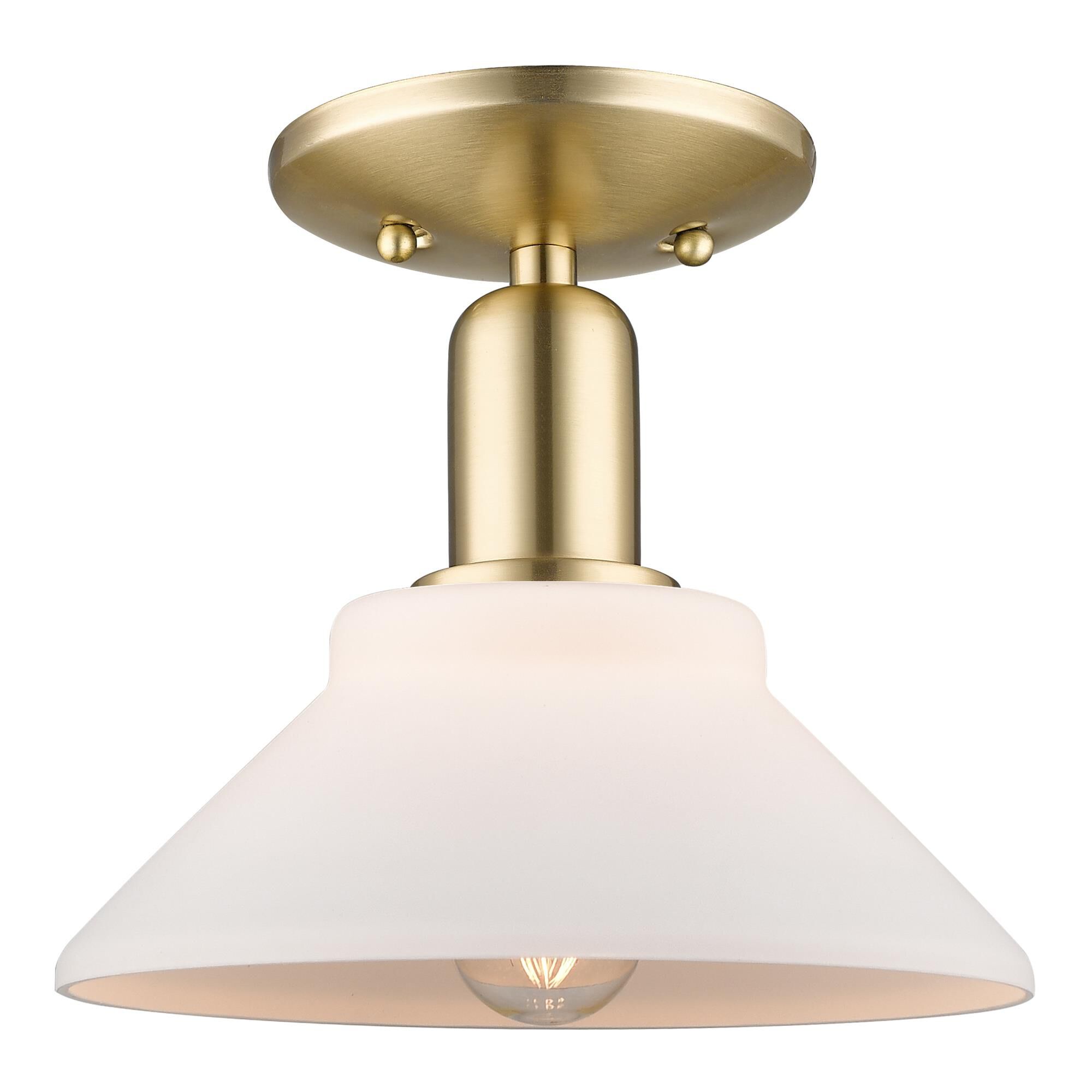 Shown in Champagne Bronze finish and Matte White glass