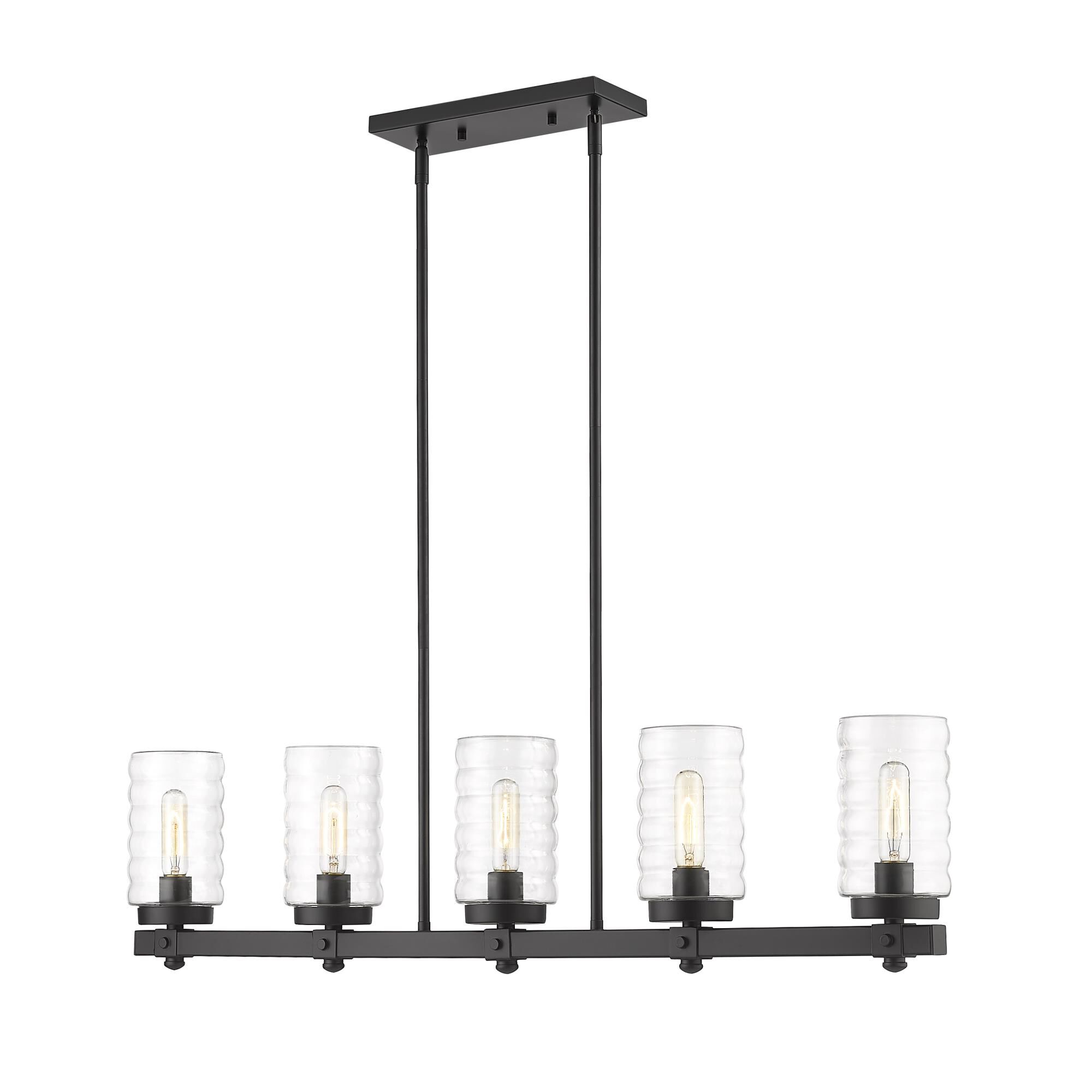 Shown in Matte Black finish and Glass shade