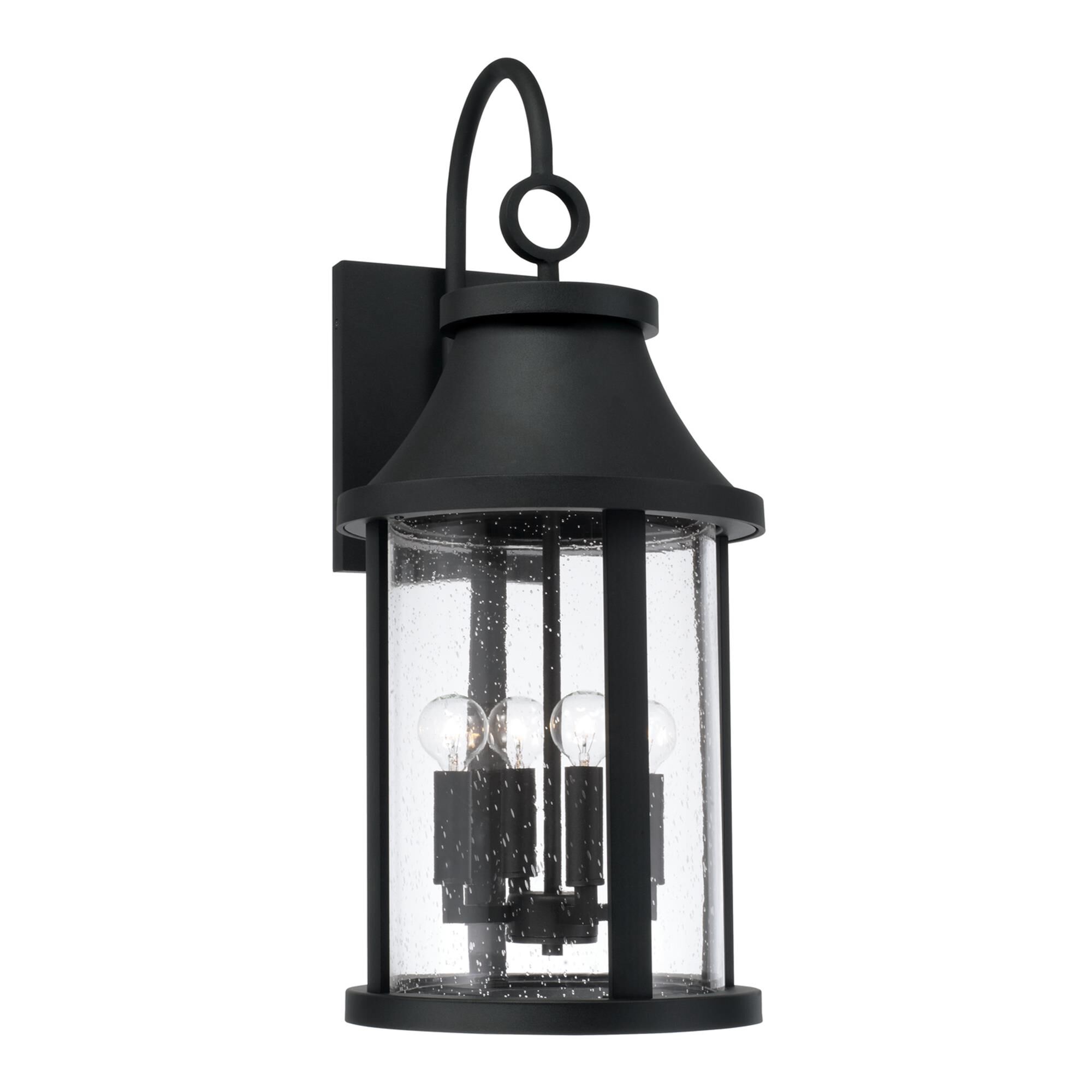 Shown in Black finish and Clear Seeded glass