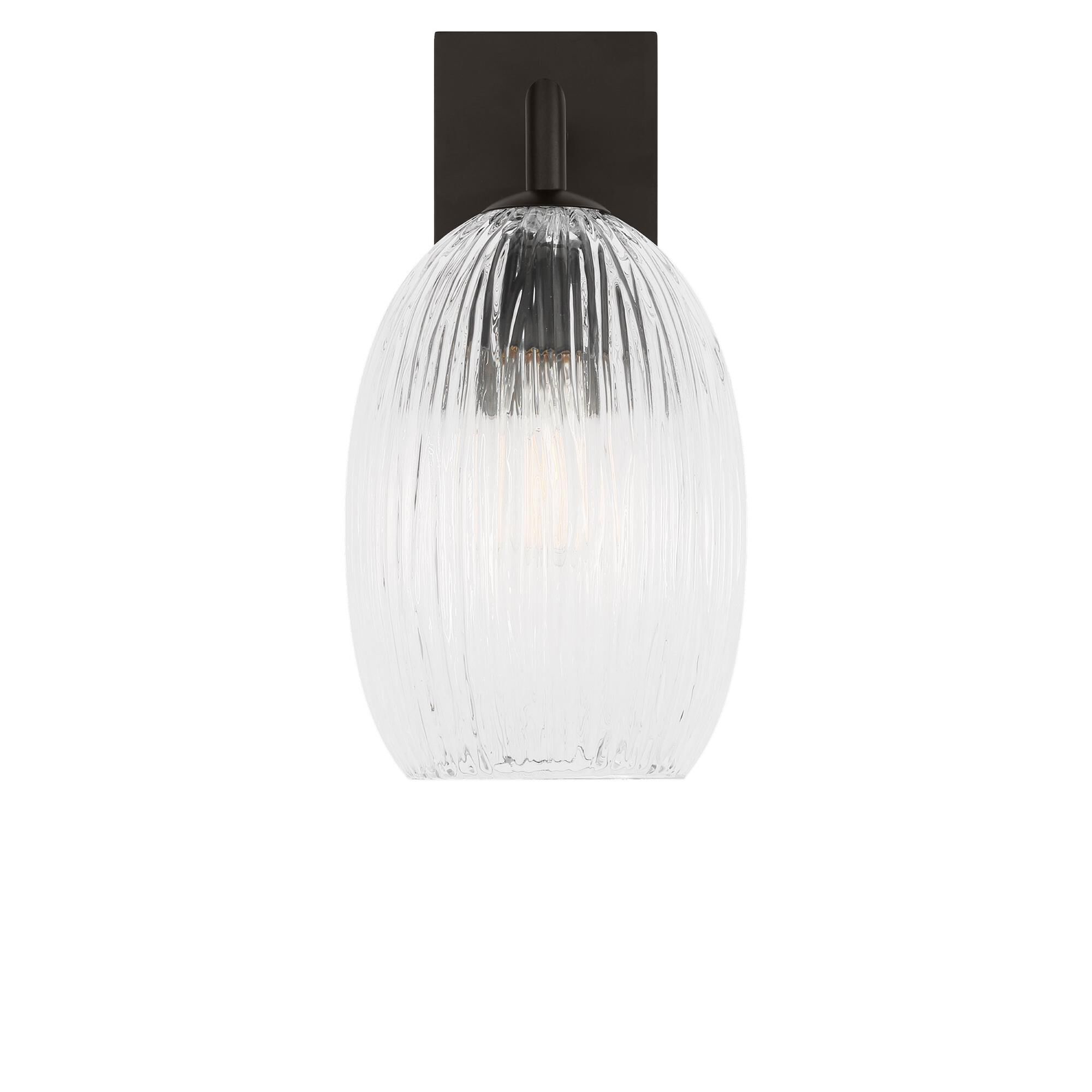 Shown in Aged Iron finish and Striped Clear glass