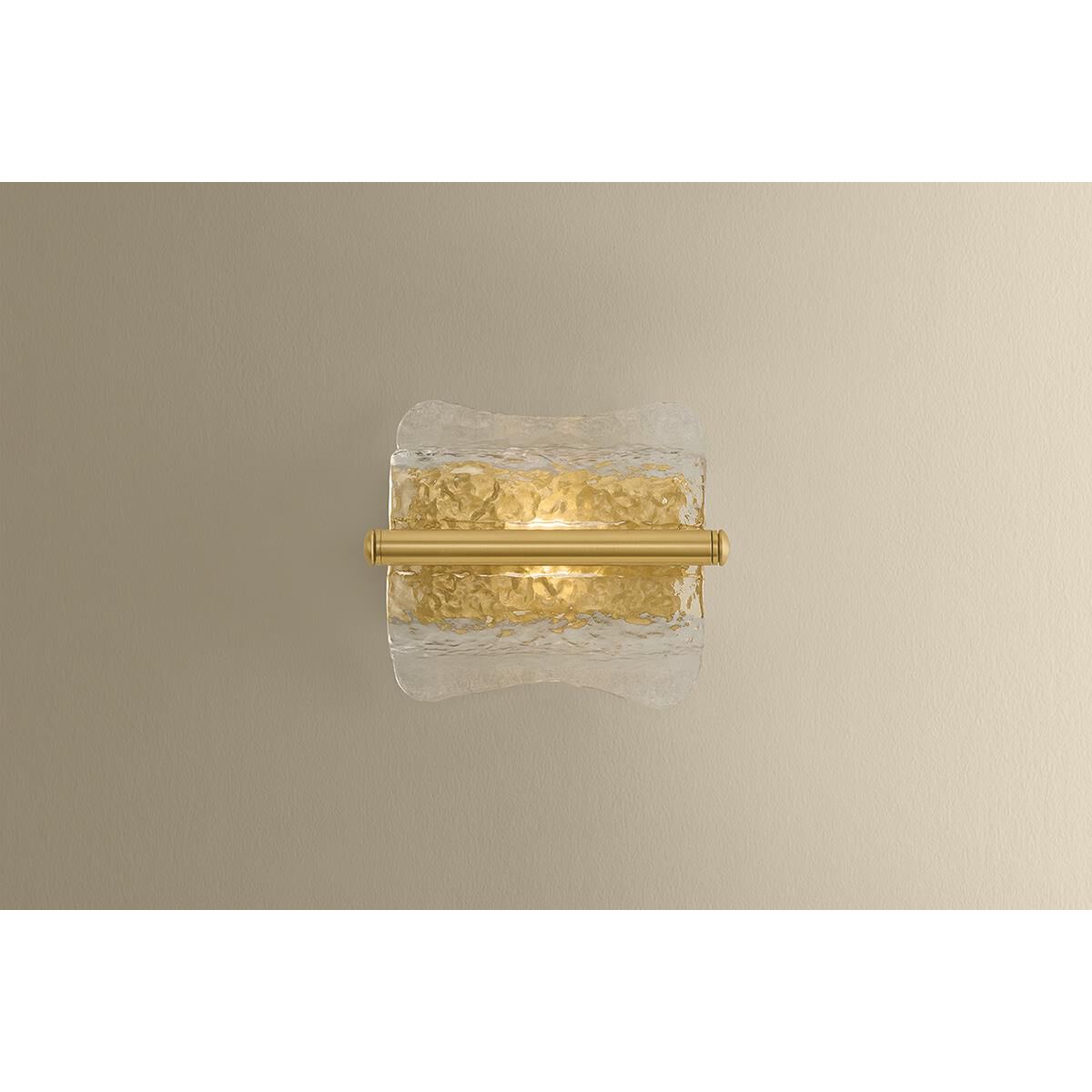 Shown in Aged Brass finish and Clear Optic glass