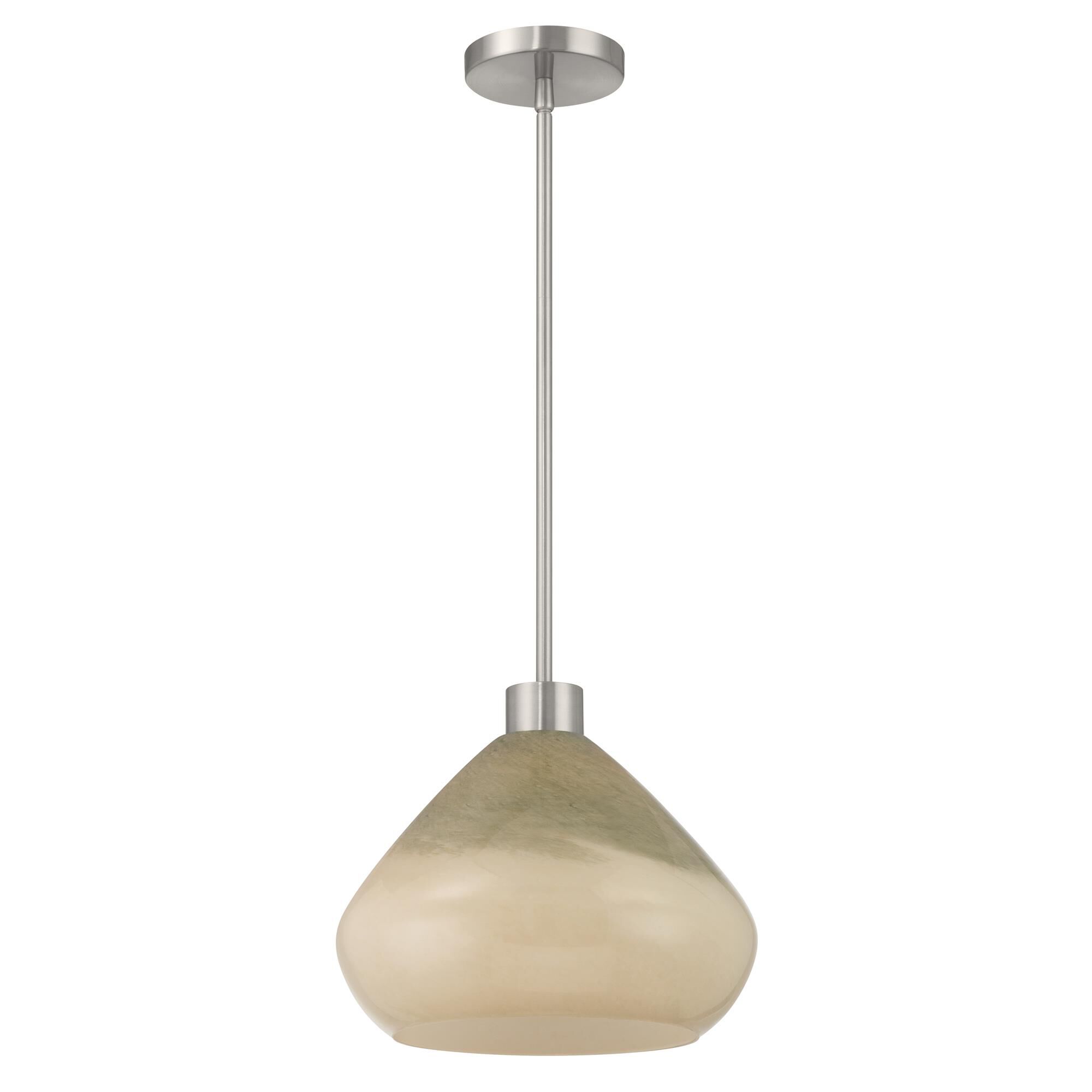 Shown in Brushed Nickel finish and Green Ombre glass