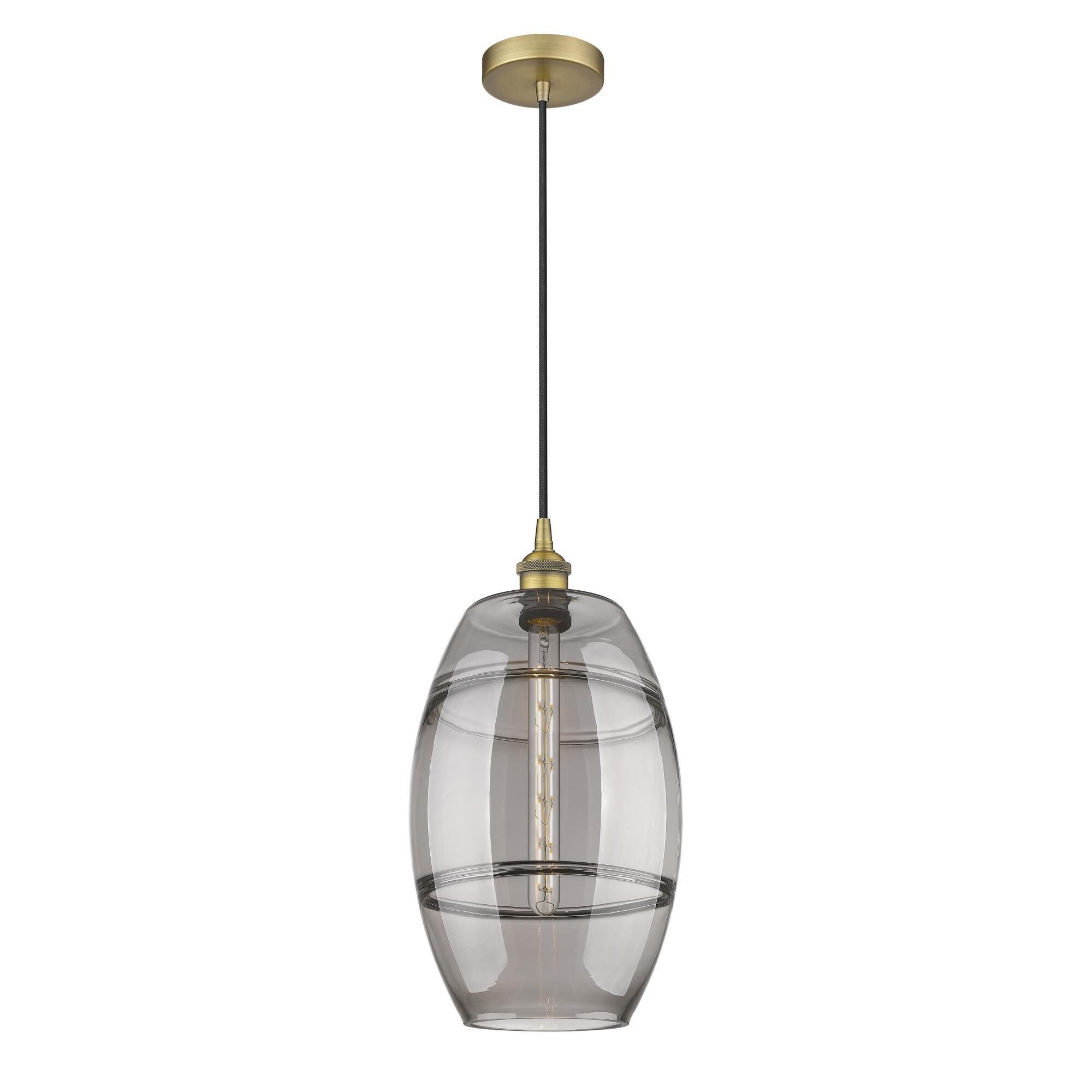 Shown in Brushed Brass finish and Light Smoke glass