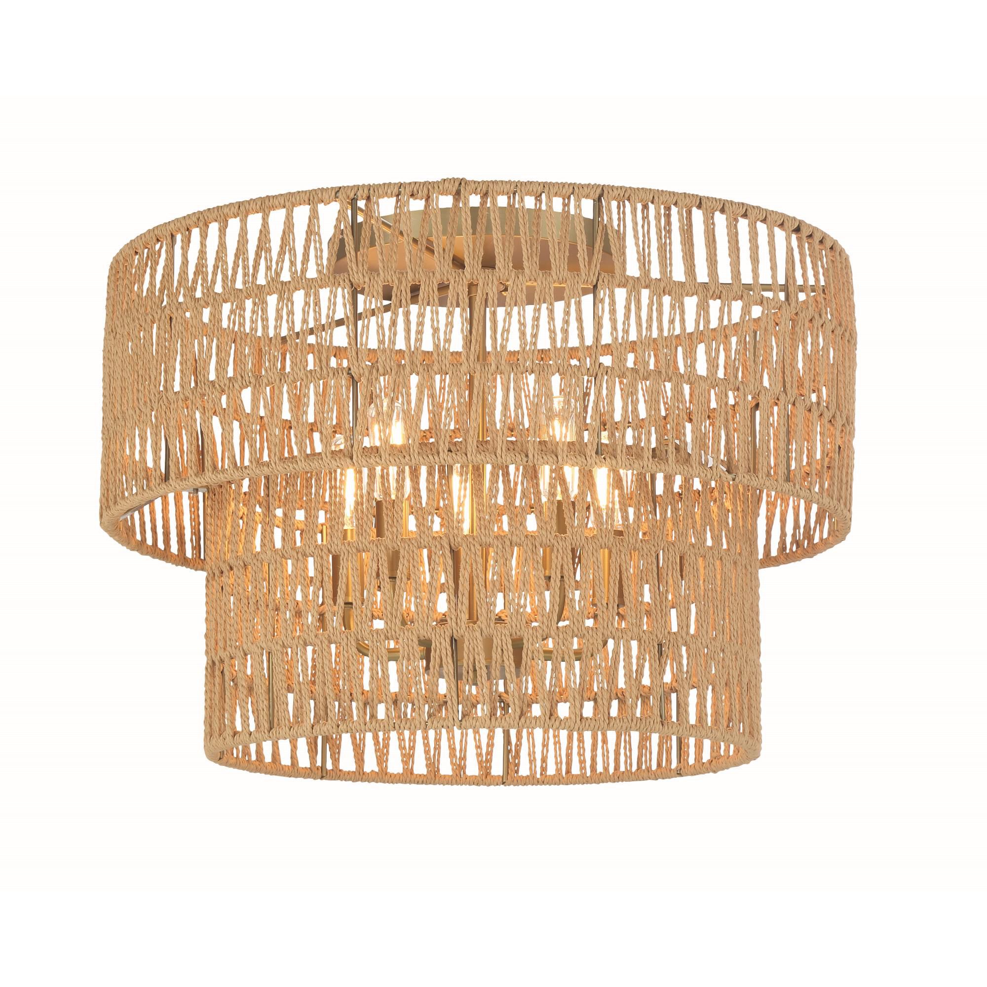 Shown in Soft Brass finish and Papyrus Rope shade