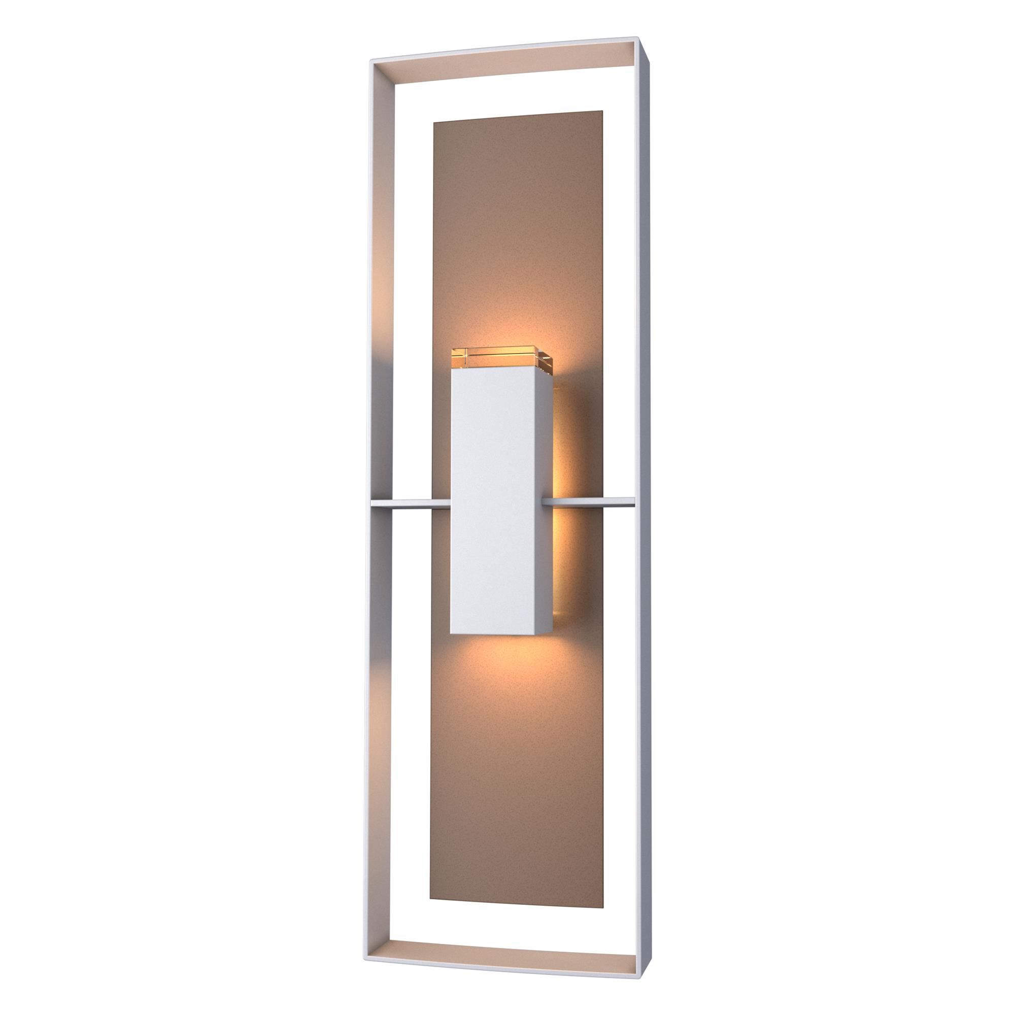 Shown in Coastal Burnished Steel finish and Clear glass and Coastal Bronze accent