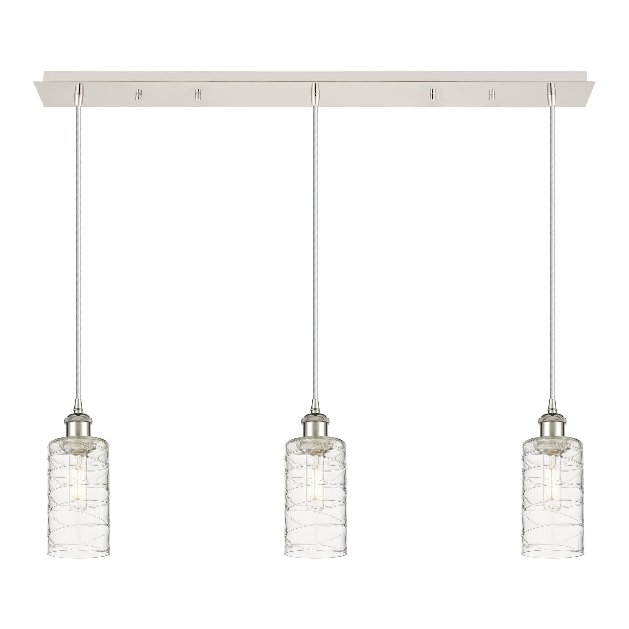 Shown in Polished Nickel finish and Deco Swirl shade