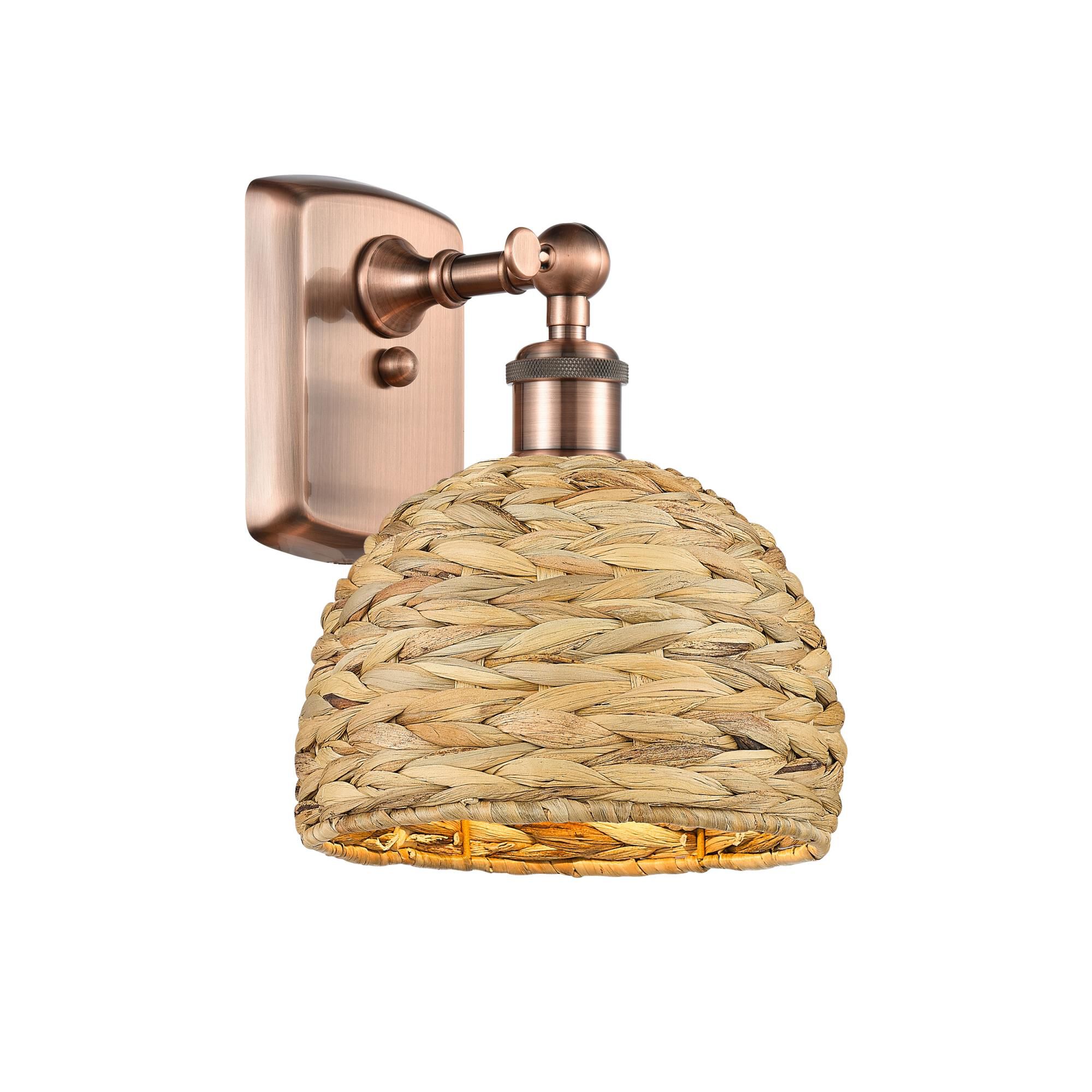 Shown in Antique Copper finish and Natural shade