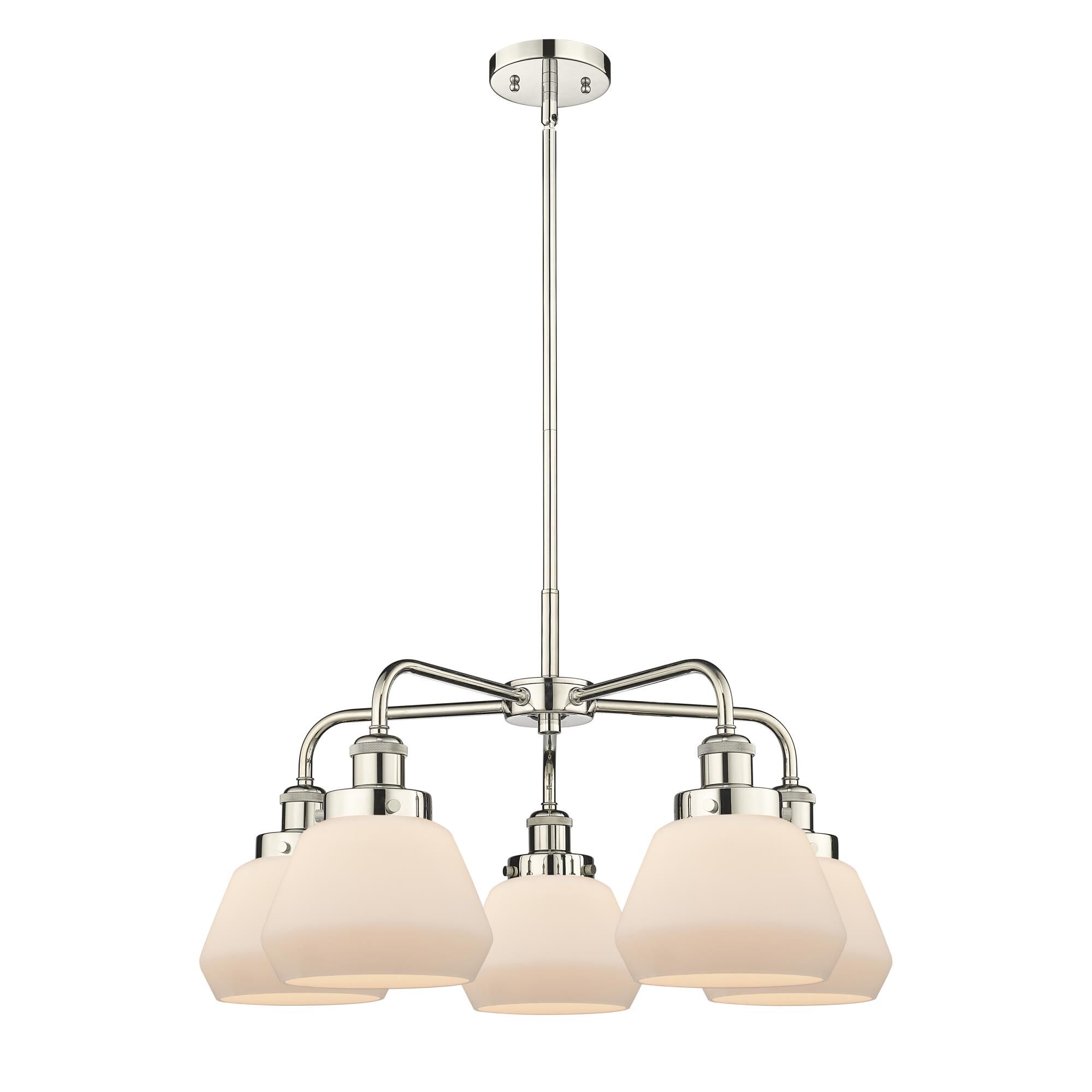 Shown in Polished Nickel finish and Matte White glass