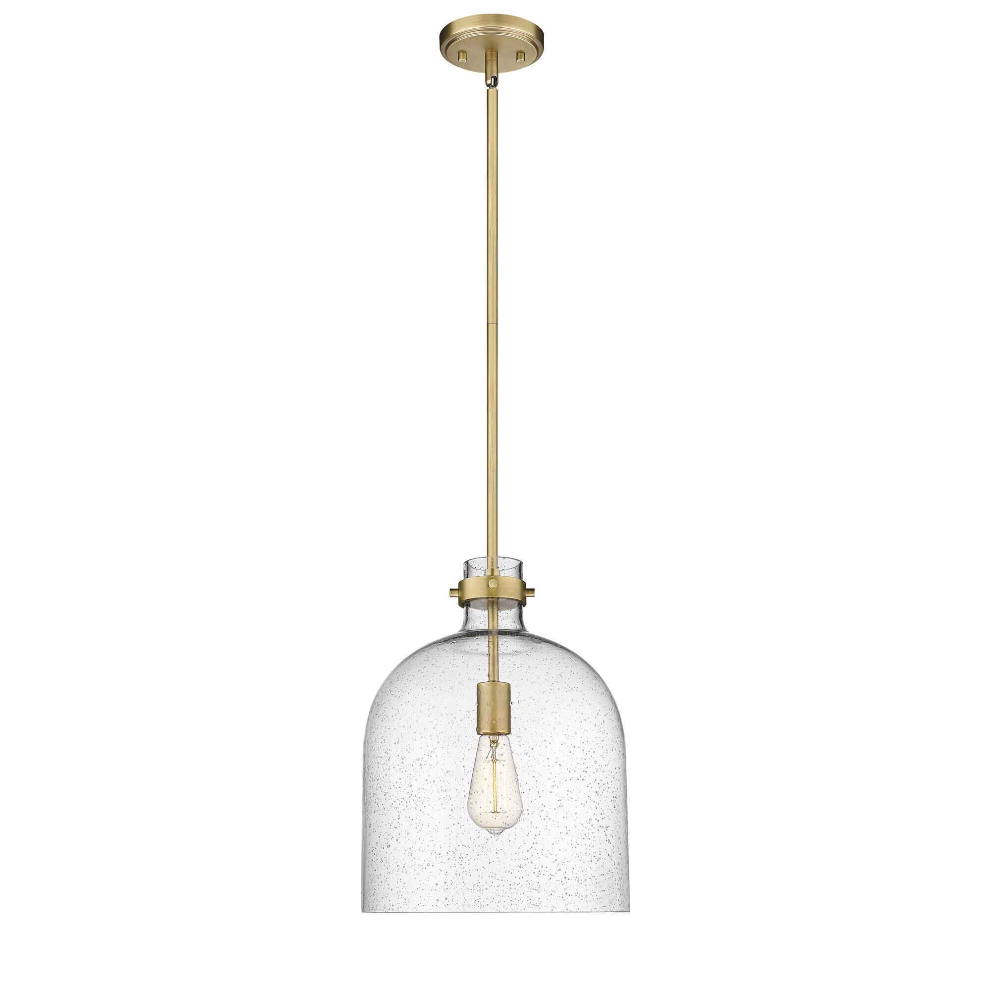 Shown in Rubbed Brass finish and Glass shade