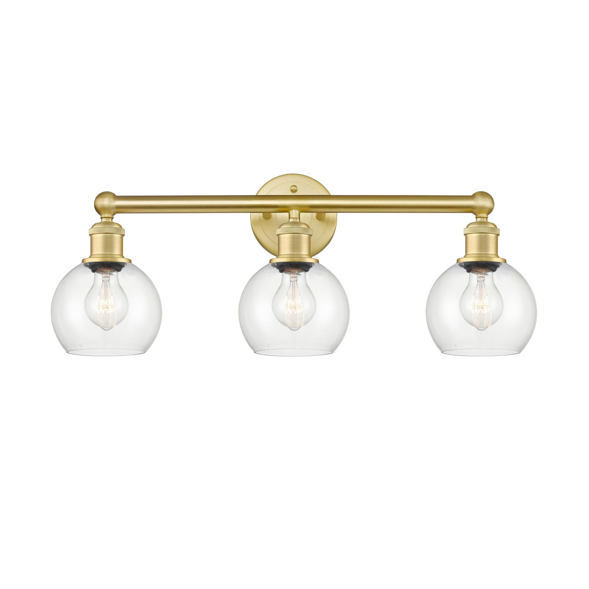 Shown in Satin Gold finish and Clear glass