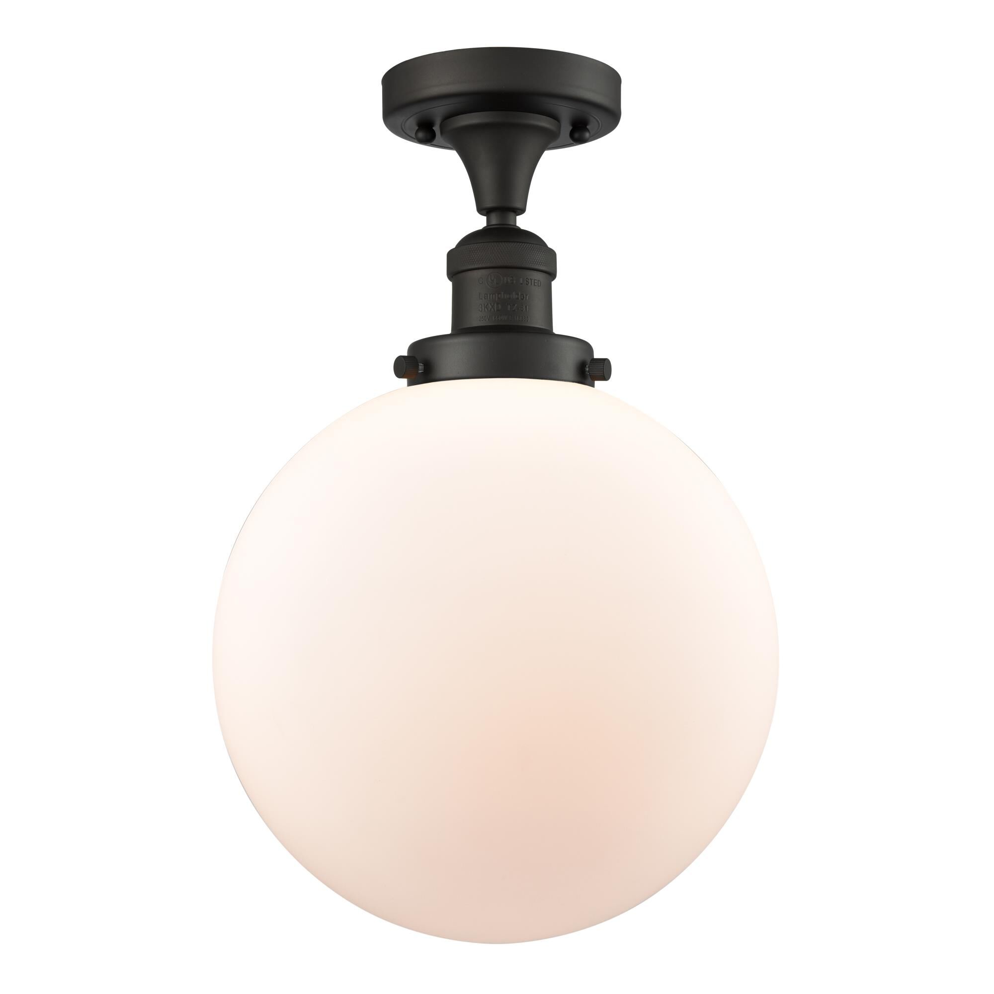 Shown in Oil Rubbed Bronze finish and Matte White Cased glass