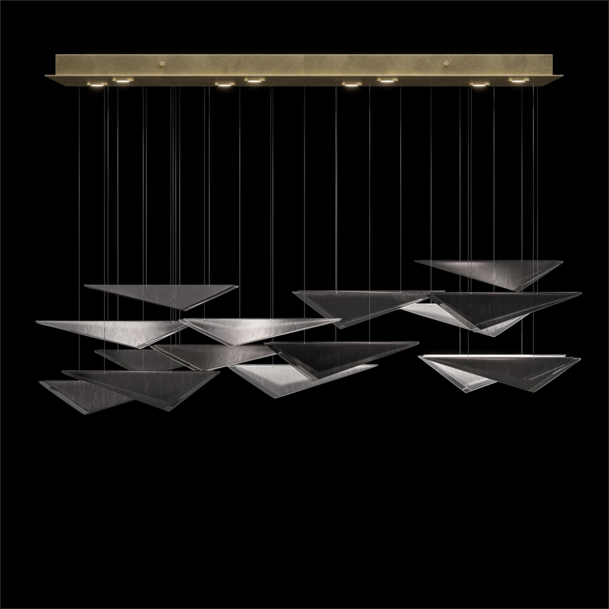 Shown in Gold finish and Smoke Linear glass