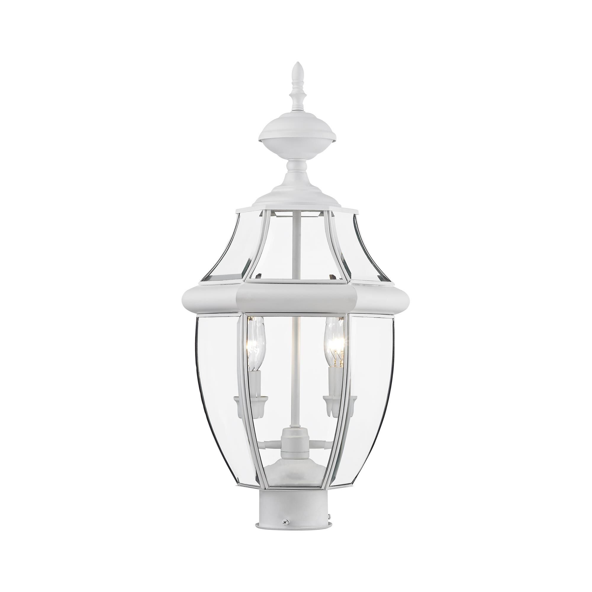 Shown in White finish and Clear Beveled glass