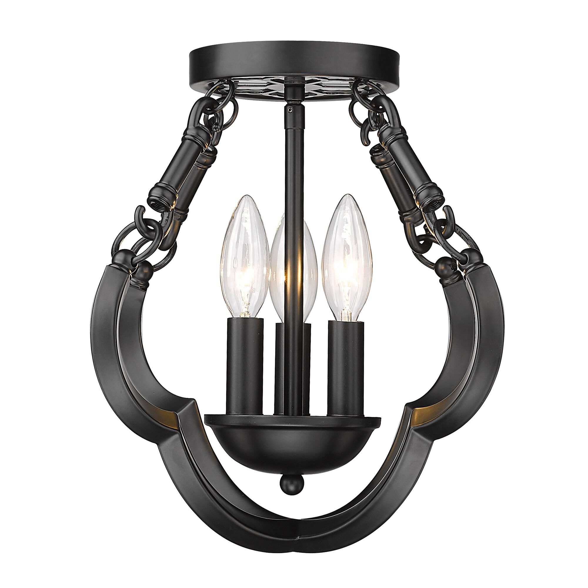 Saxon 12 Inch 3 Light Semi Flush Mount by Golden Lighting