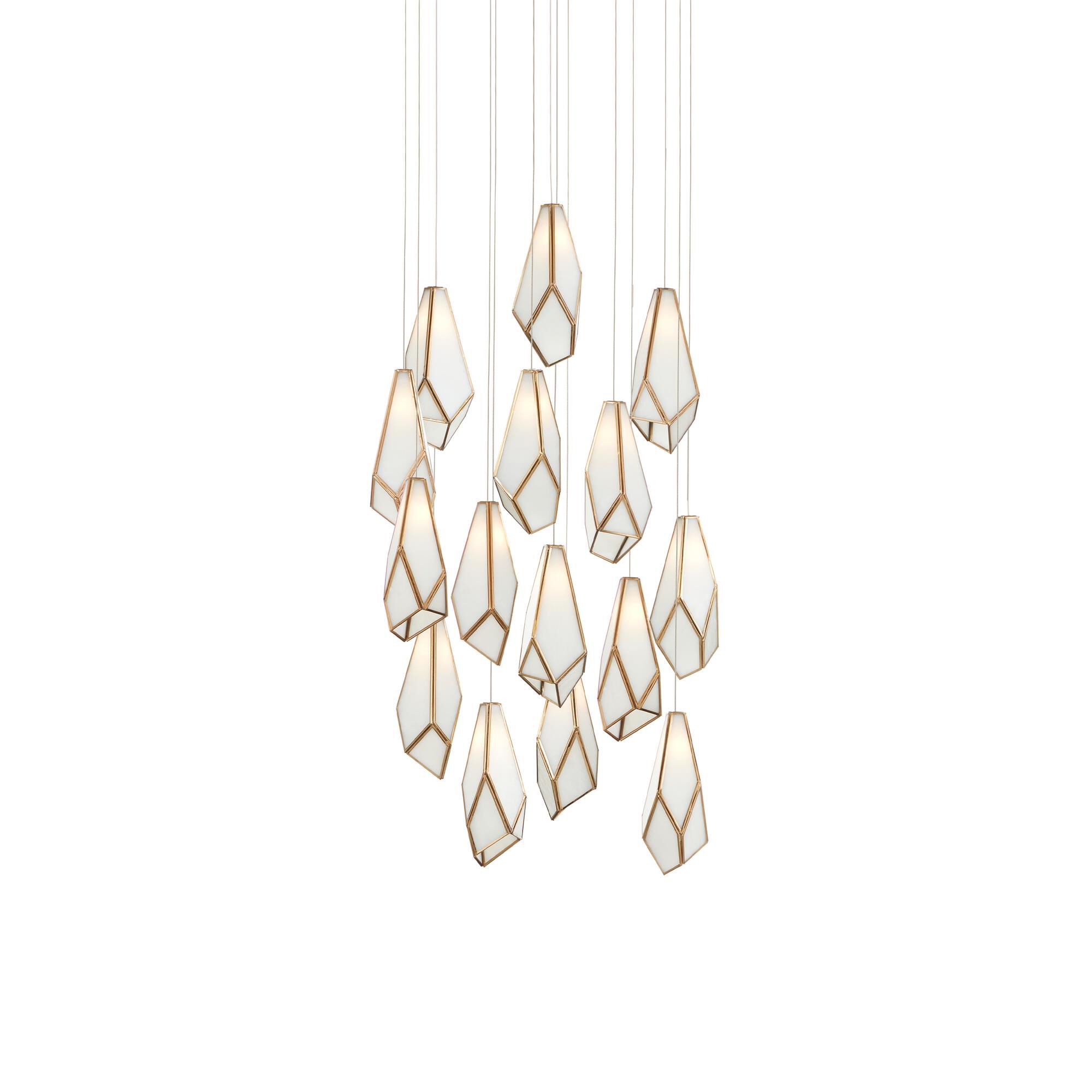 Shown in White/Antique Brass/Silver finish and White/Antique Brass/Glass/Iron shade