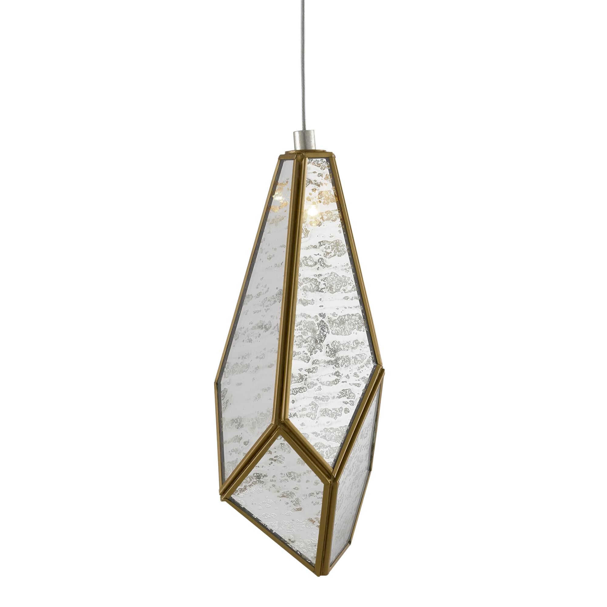 Shown in Painted Silver/Antique Brass finish and Brass/Raj Mirror shade