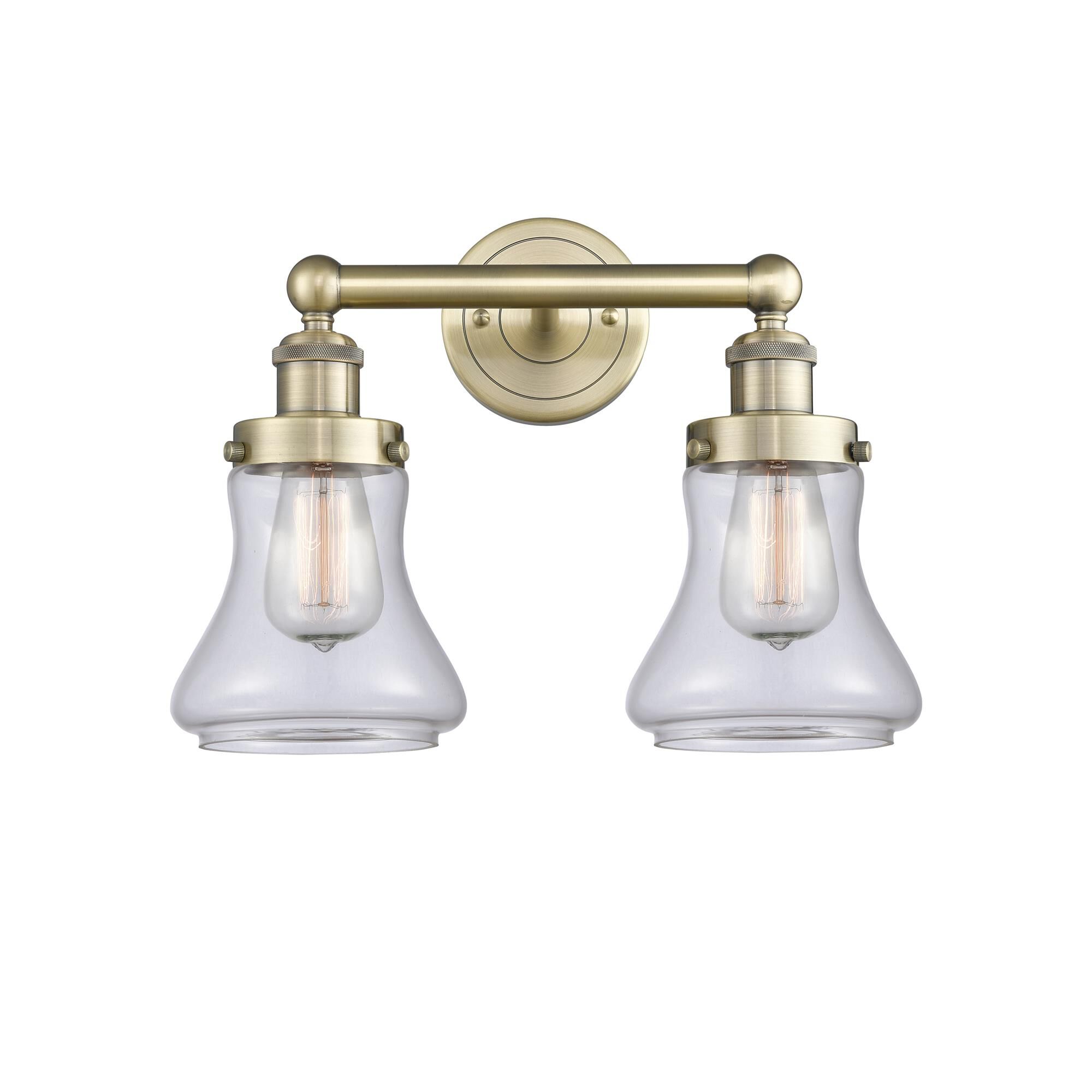 Shown in Antique Brass finish and Clear glass