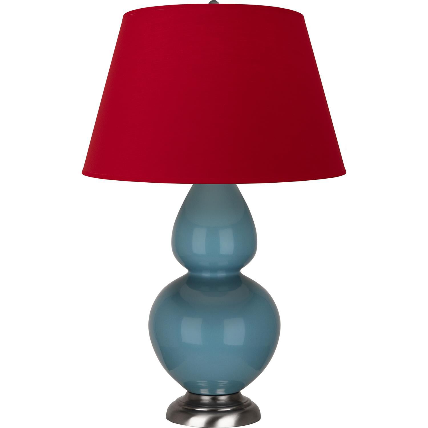 Shown in Steel Blue finish and Black and Red shade and Antique Silver accent
