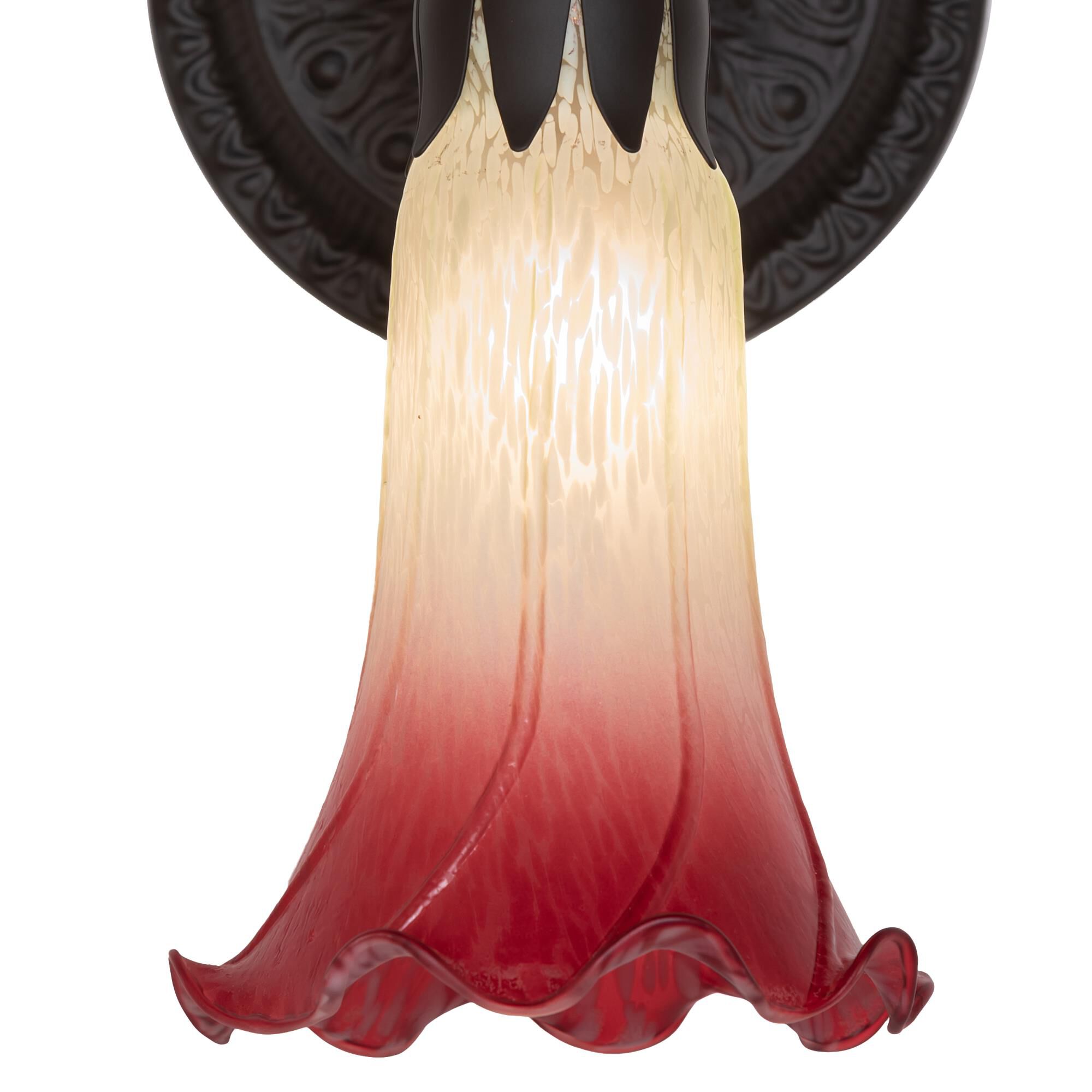 Shown in Oil Rubbed Bronze finish and Ruby;Green glass