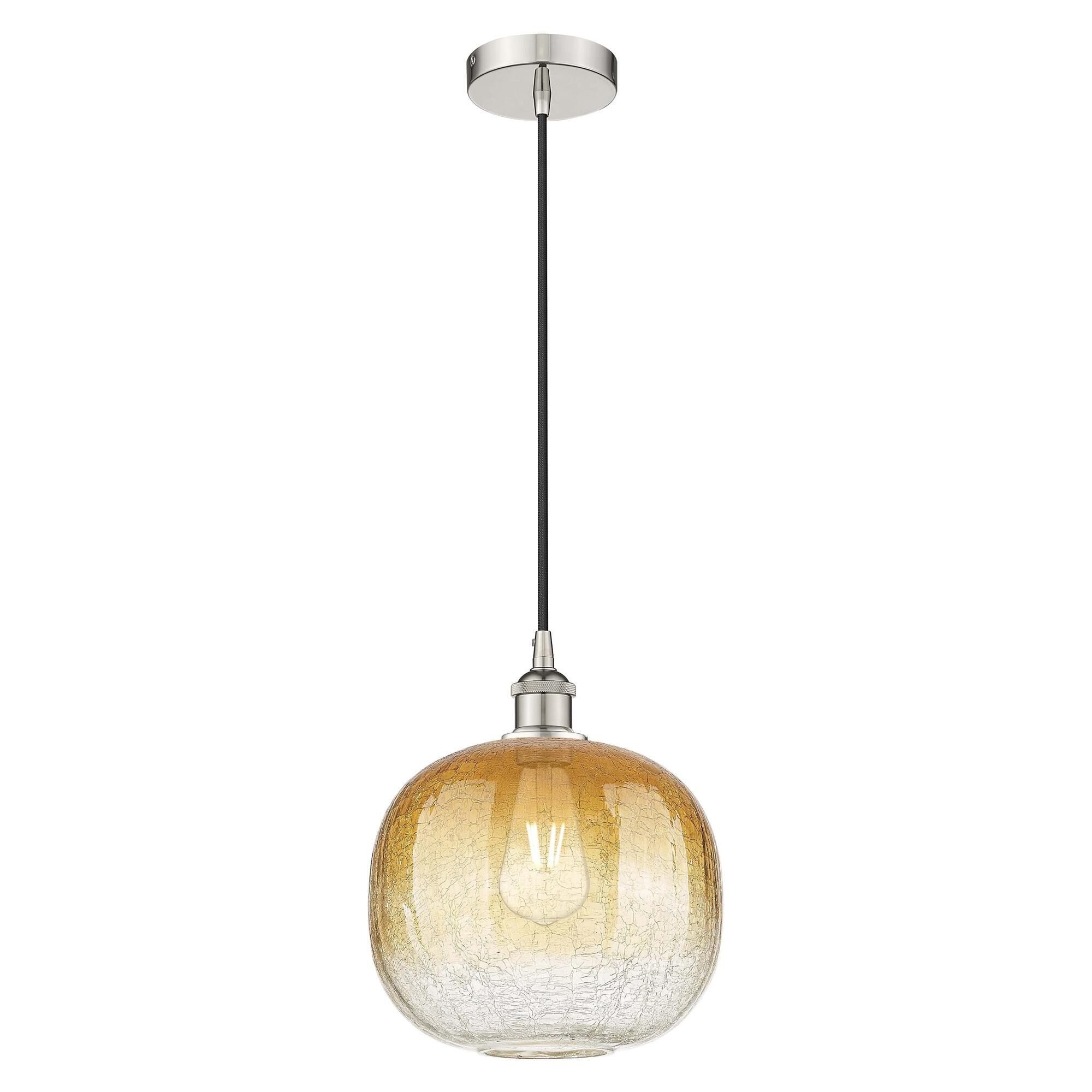 Shown in Polished Nickel finish and Amber glass